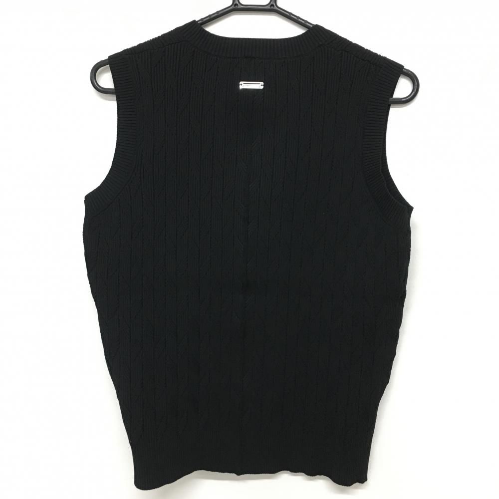 超美品】セントアンドリュース ニットベスト 黒 Vネック 総柄編み地