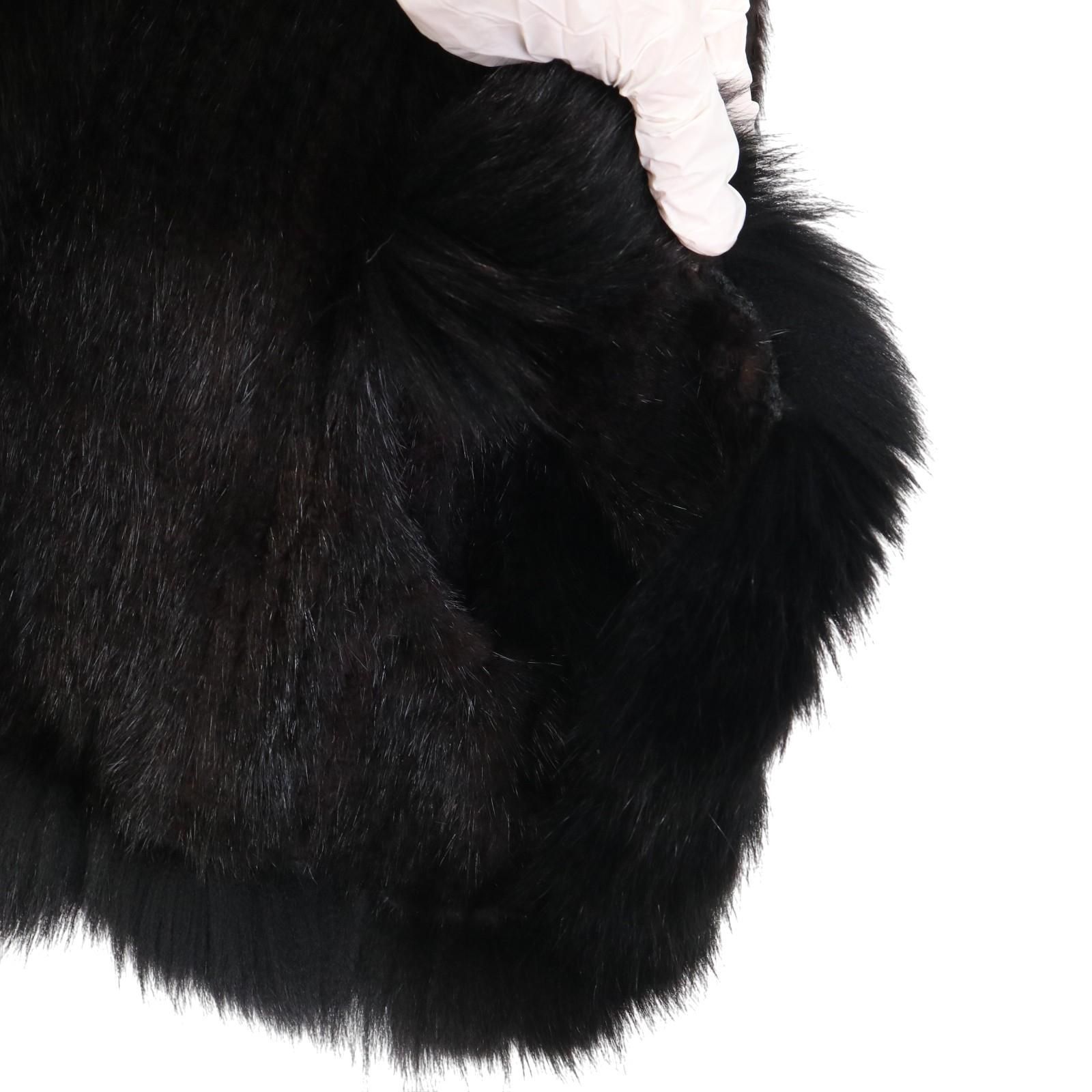 ブルーフォックストリム ブラックミンク 本毛皮 ポンチョ ケープコート