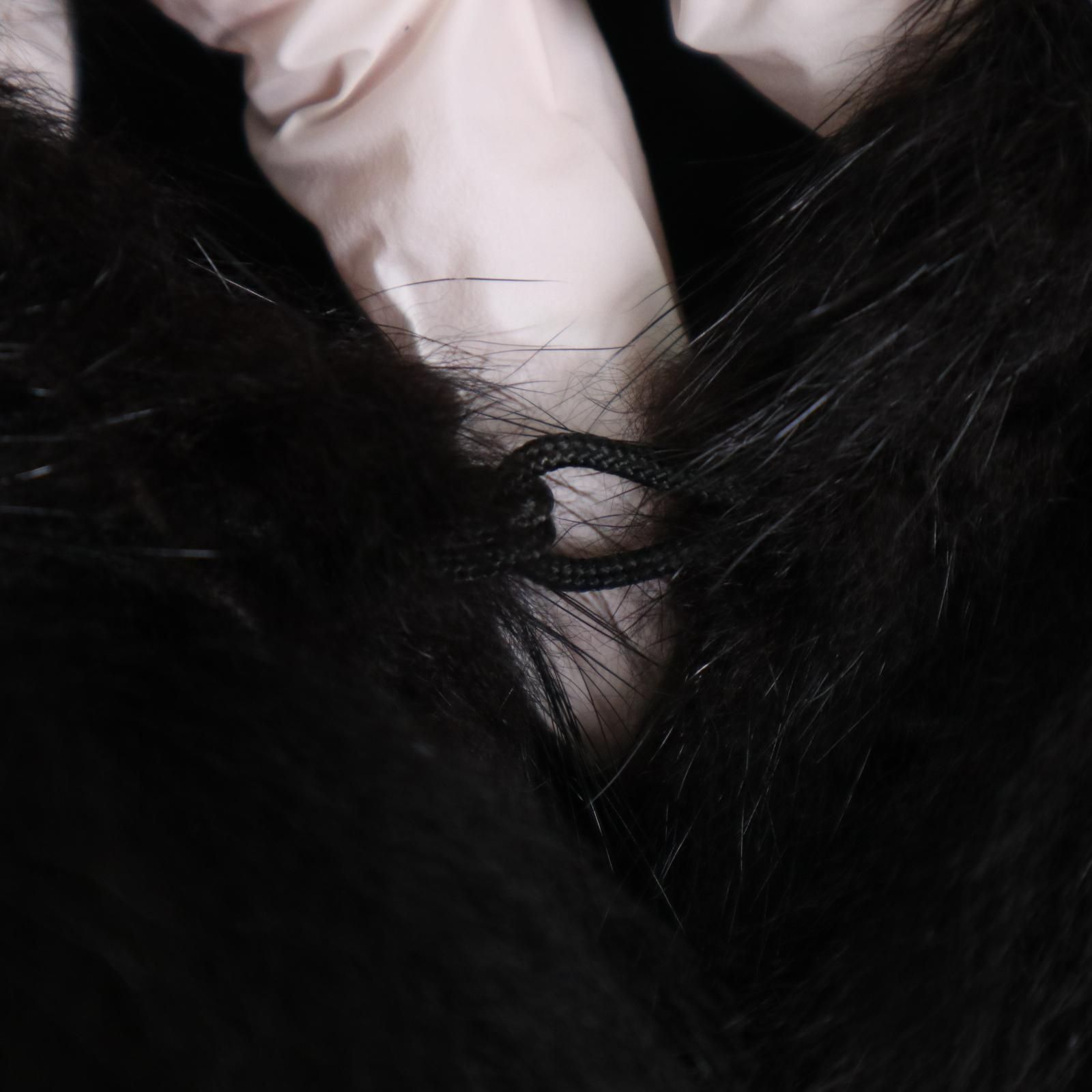 ブルーフォックストリム ブラックミンク 本毛皮 ポンチョ ケープコート