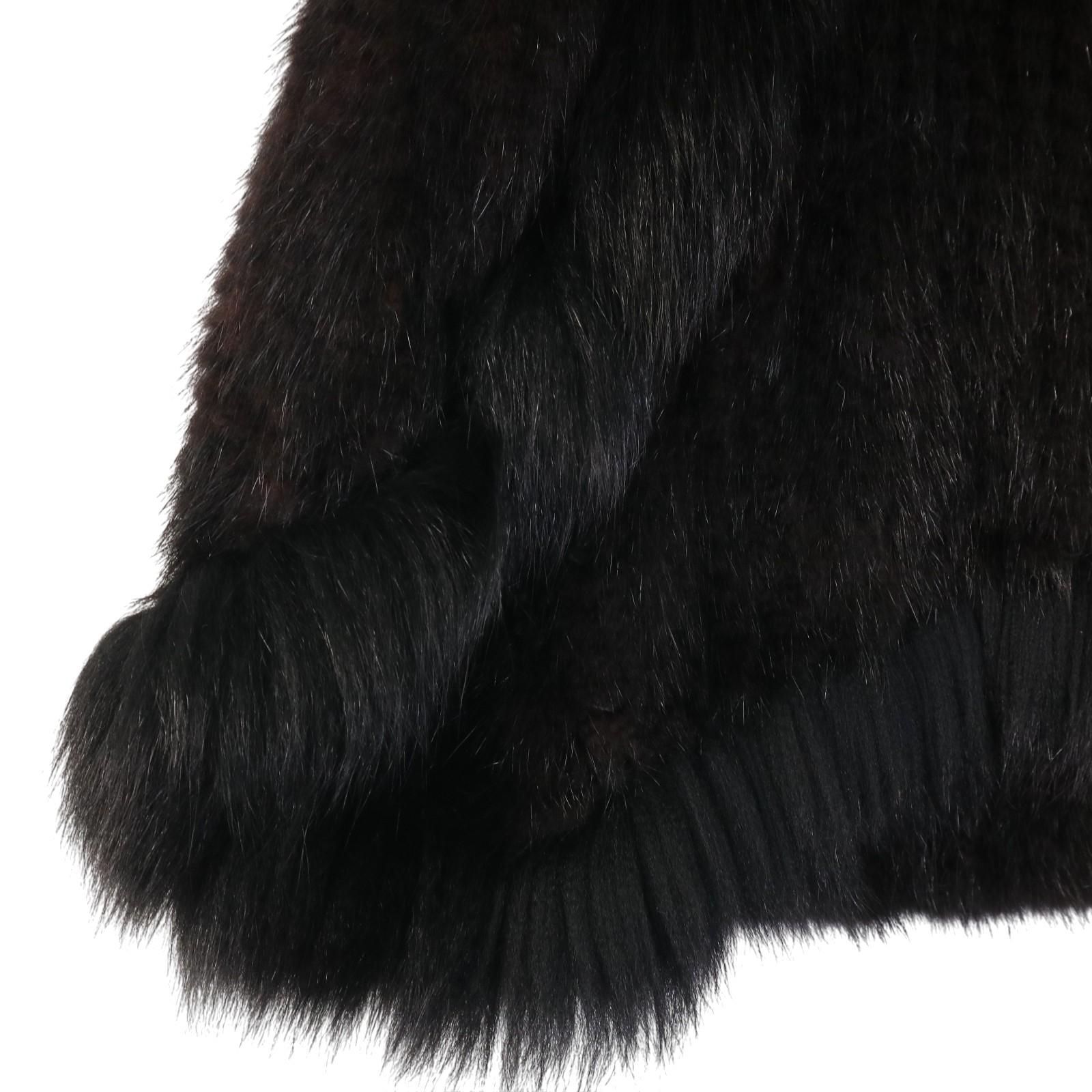 ブルーフォックストリム ブラックミンク 本毛皮 ポンチョ ケープコート