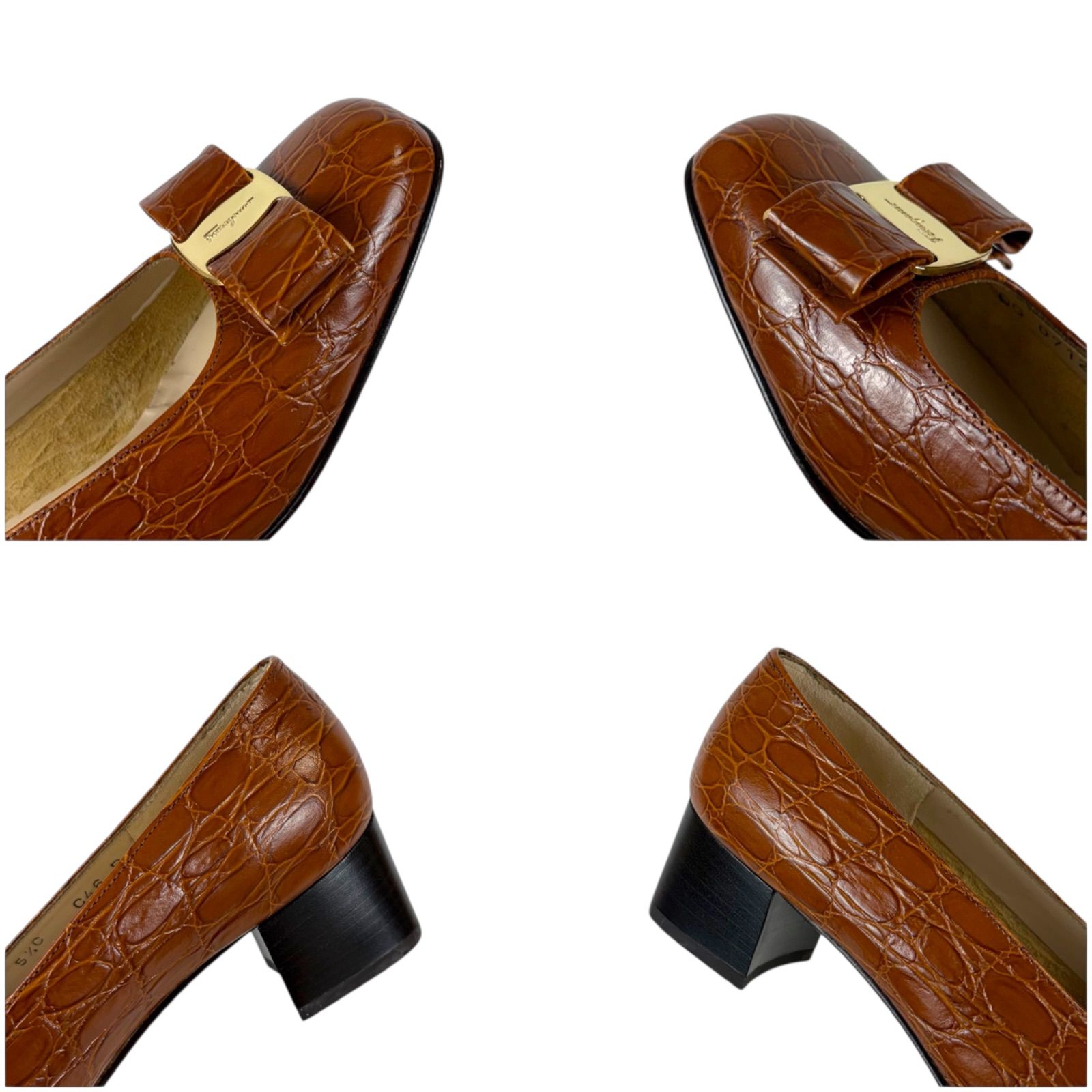 サルヴァトーレフェラガモ Salvatore Ferragamo ヴァラリボン クロコ型