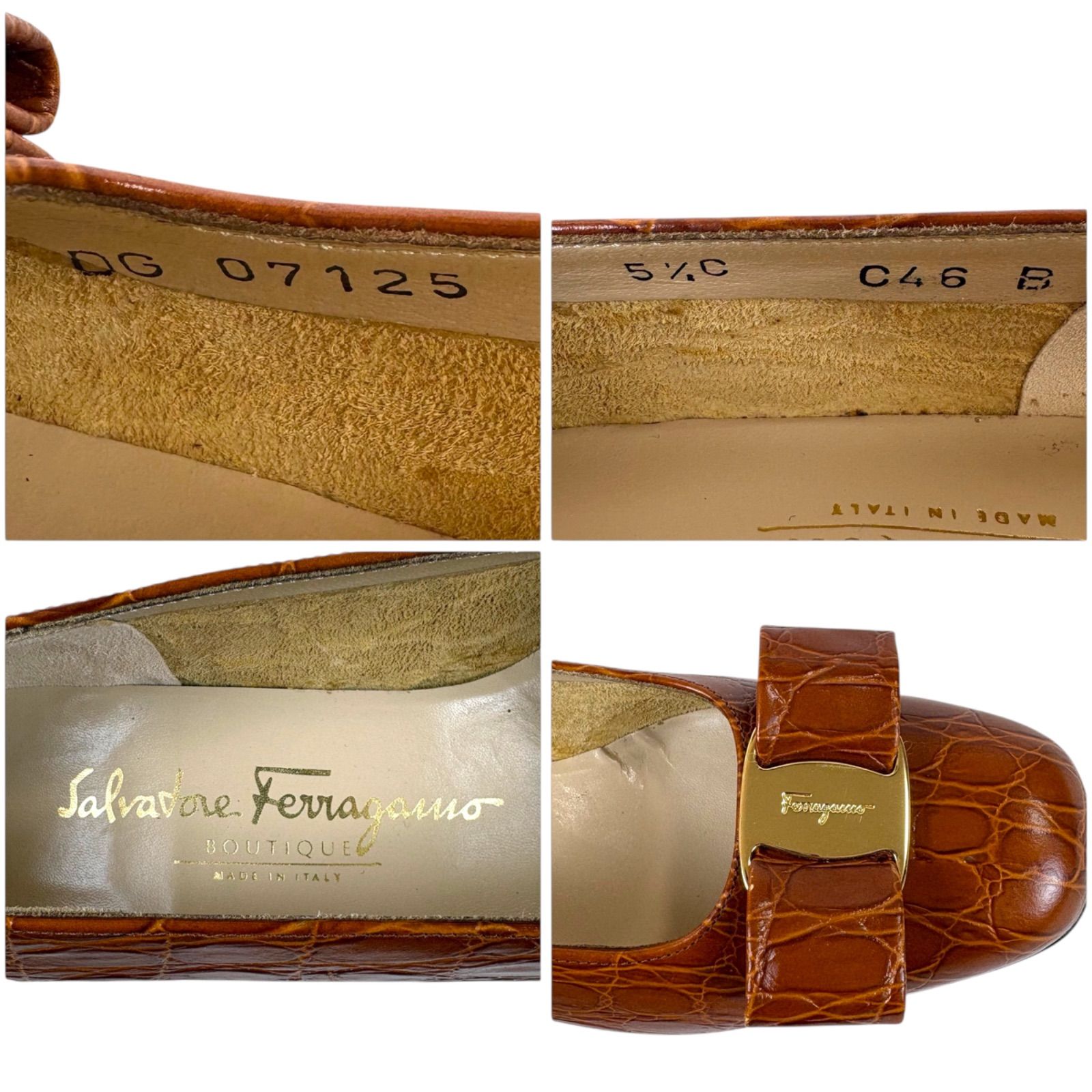 サルヴァトーレフェラガモ Salvatore Ferragamo ヴァラリボン クロコ型