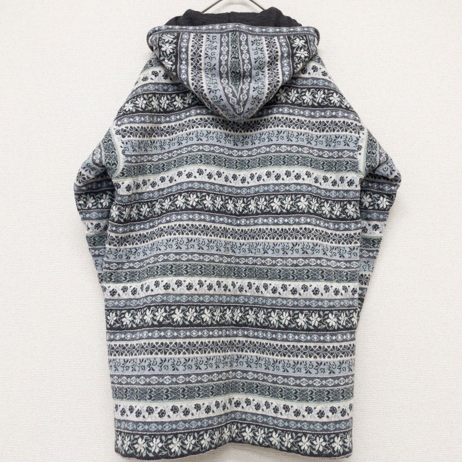 KENZO ケンゾー ニットコート ノルディック柄 フード ウール アクリル