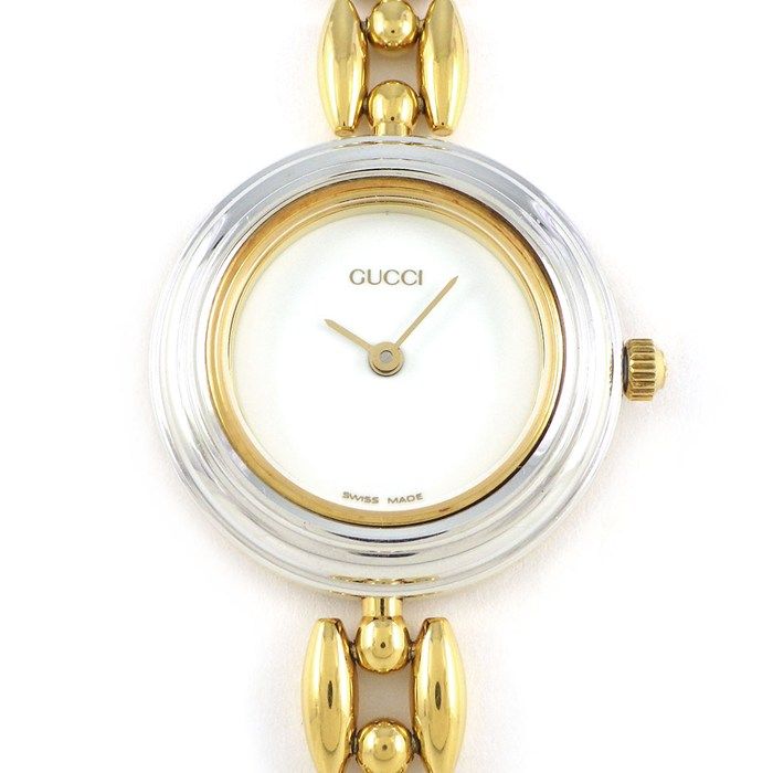 グッチ GUCCI 腕時計 チェンジベゼル 11/12.2 マルチカラーベゼル 全6色 ホワイト文字盤 GP クオーツアナログ 【中古】 グッチ GUCCI 腕時計 チェンジベゼル 11/12.2 マルチカラーベゼル 全6
