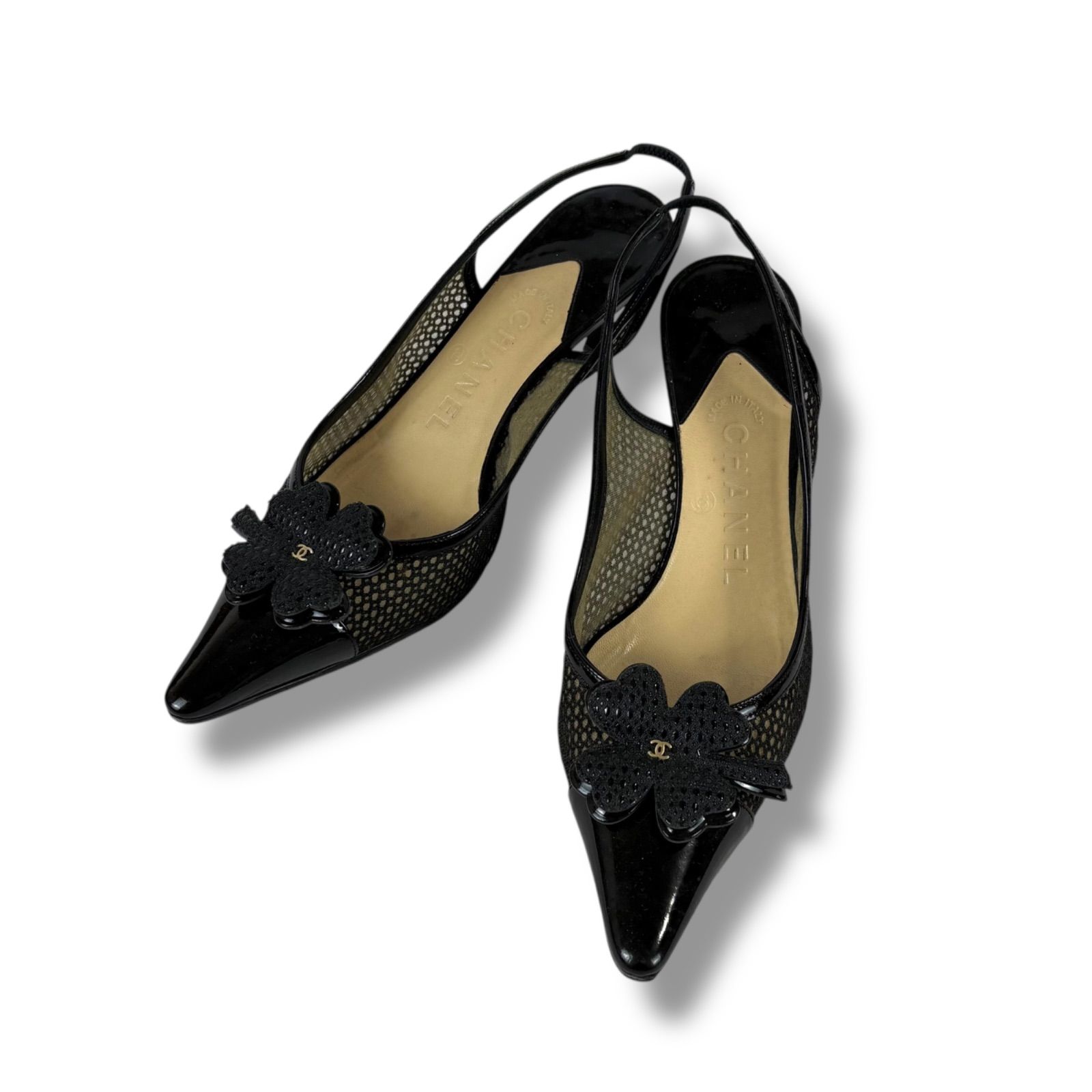 CHANEL シャネル ポインテッドトゥ ハイヒール パンプス クローバー