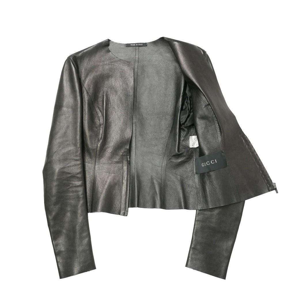 GUCCI グッチ ノーカラージャケット サイズ42 本革 レザージャケット