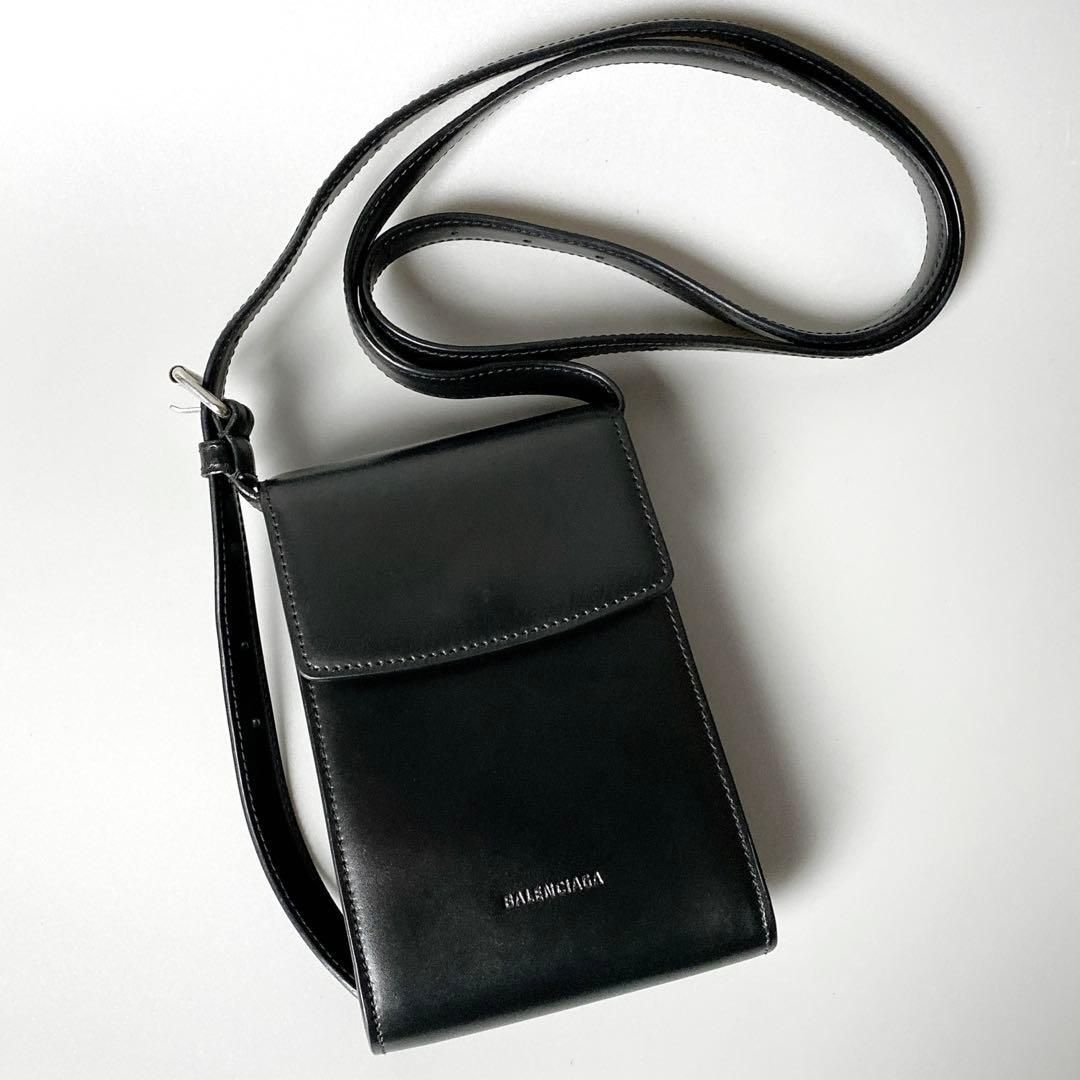 BALENCIAGA / レザーショルダーバッグ スマホショルダー ブラック 