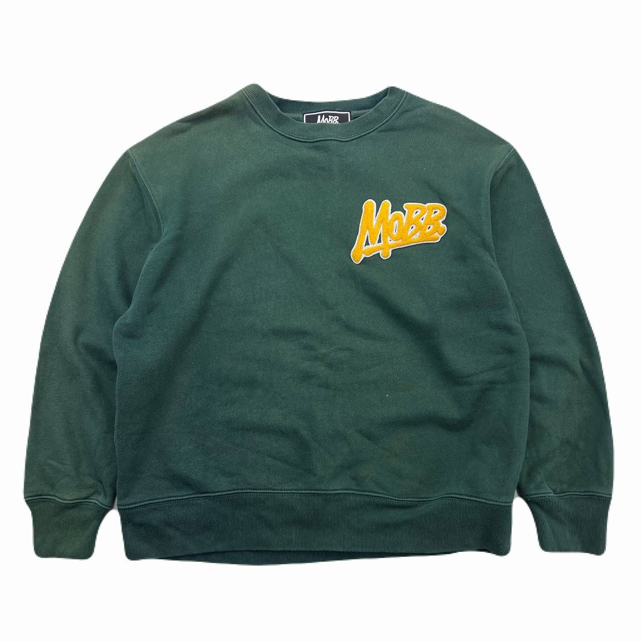 MOBB スウェット メンズ S相当 グリーン 緑トレーナー 胸ロゴ ゆったり 