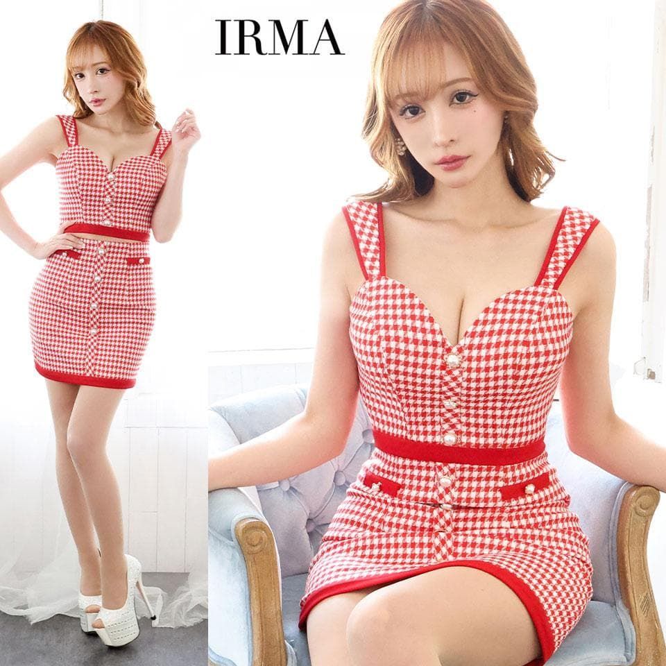 IRMA / イルマ】千鳥柄 パールボタン セットアップミニドレス 35894