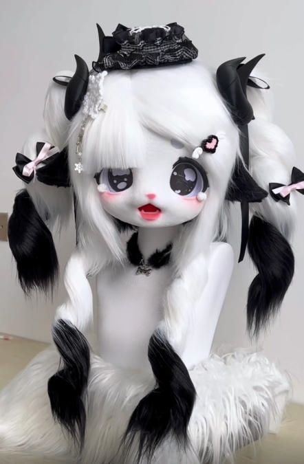 着ぐるみヘッド kigurumi NO 229 羊 黒白 ファースーツ 全頭ヘッド ケモノ マスク ぬいぐるみ コスプレ コスチューム 一点物