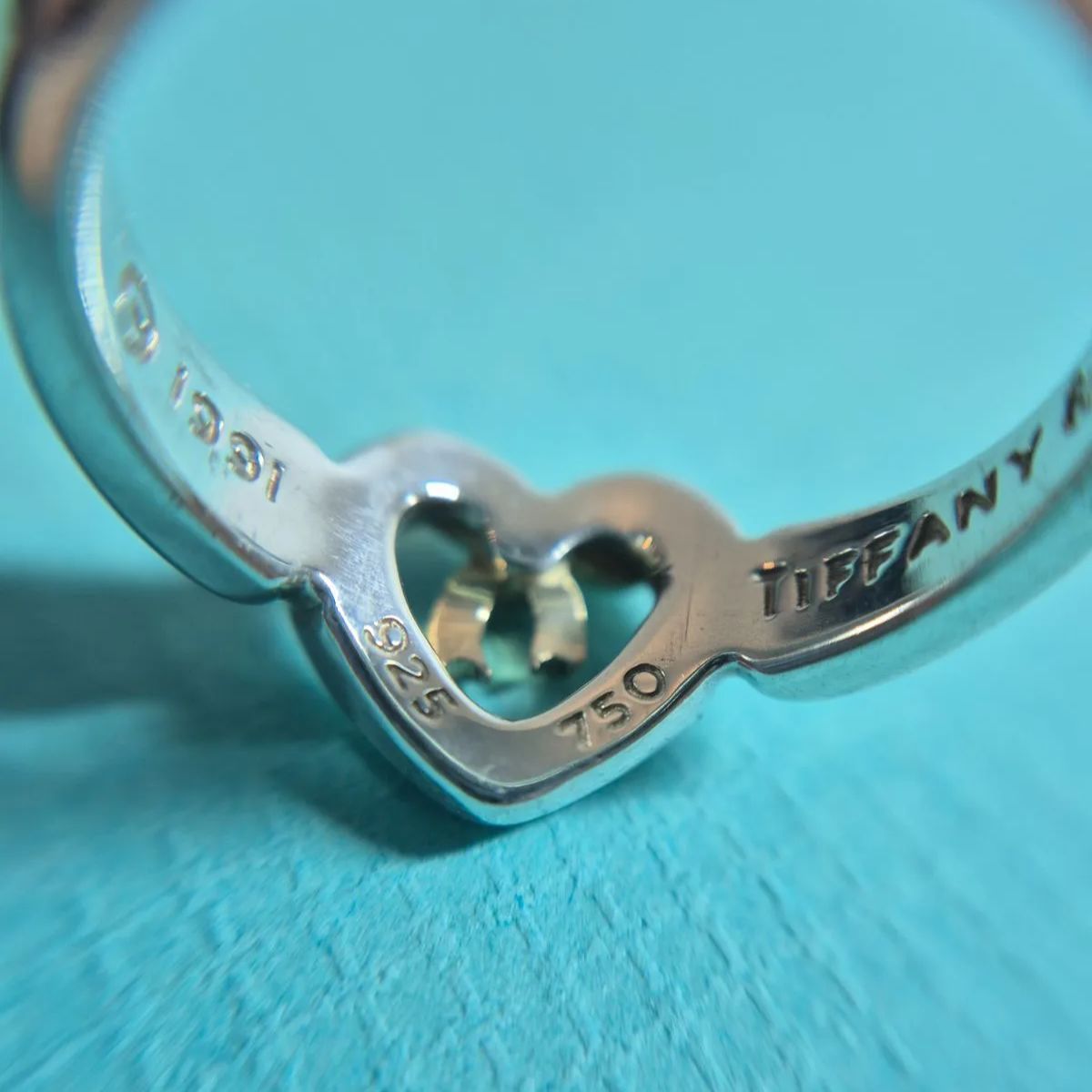 ティファニー 10号 リボン ボウ リング 925 750 コンビ P18fe