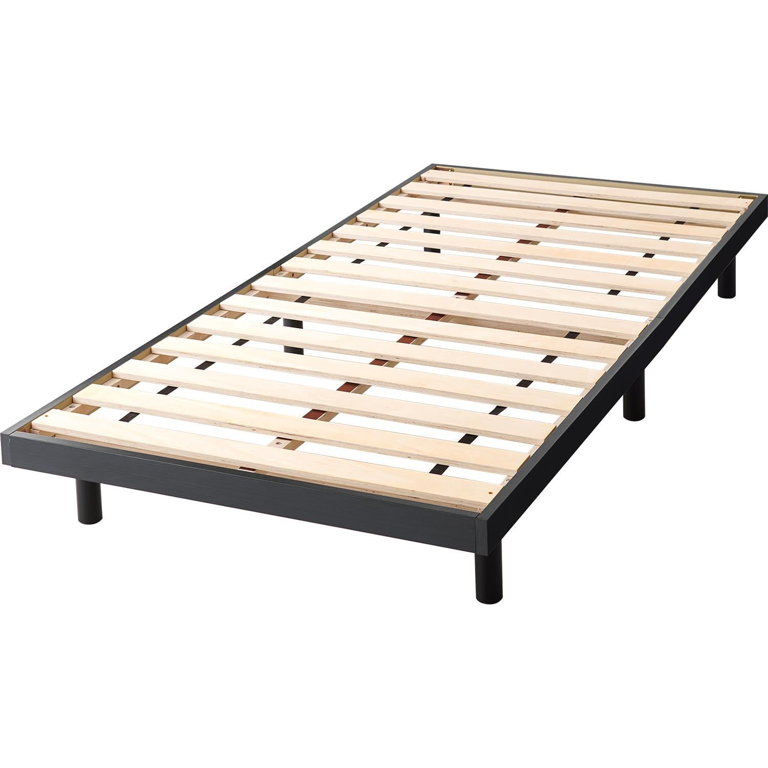 萩原 ベッド ヘッドレスベット すのこベット フレームのみ 耐荷重350 kg 低ホルムアルデヒド シングル ブラック WB 7800 S BK
