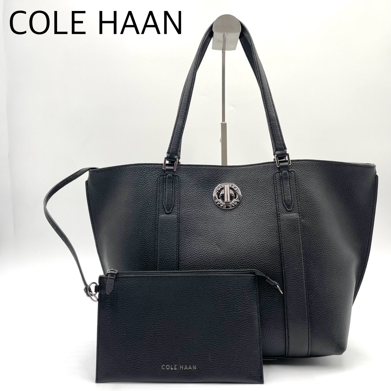 Cole Haan コールハーン トートバッグ シボ革 本革 レザー ブラック 多