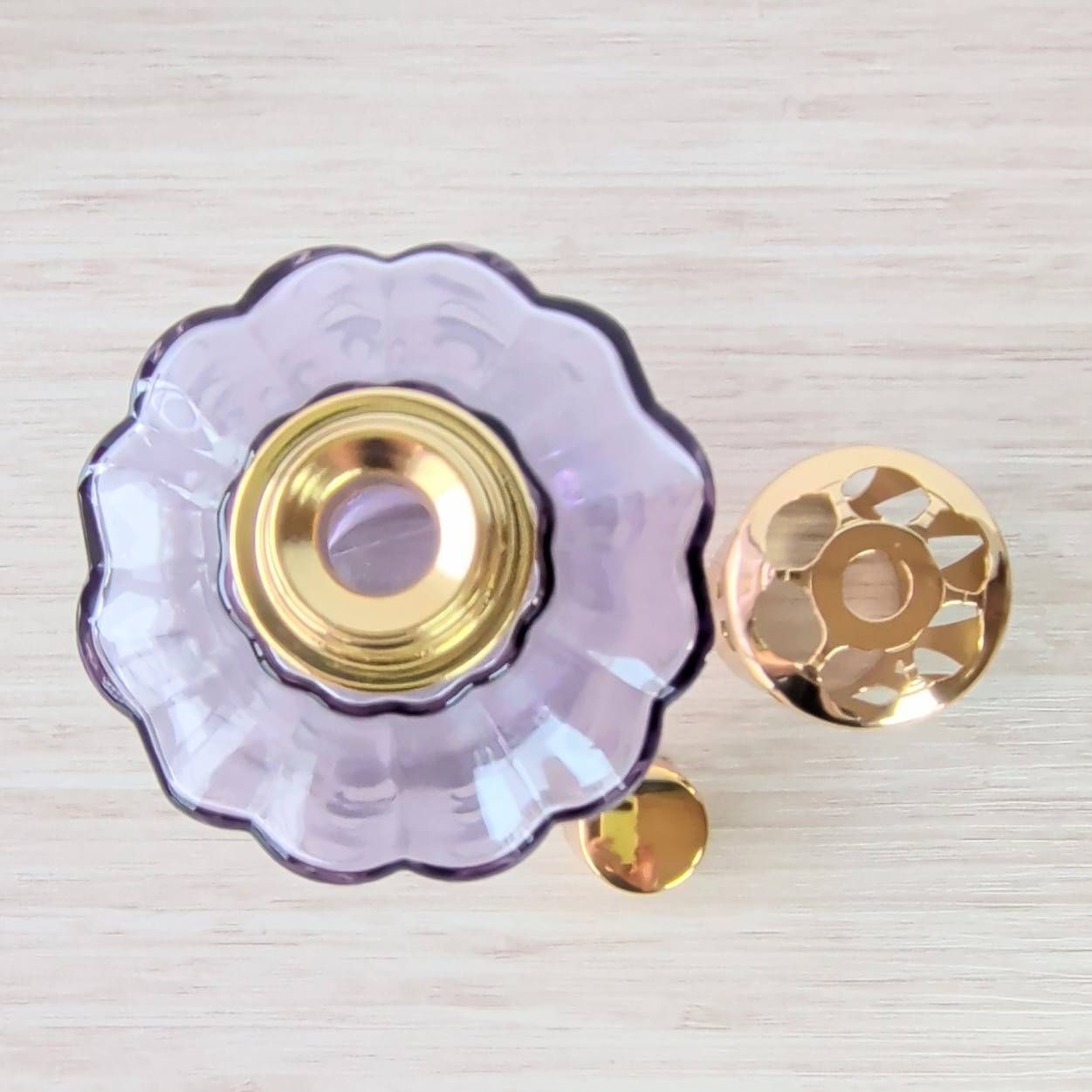 ランプベルジェ LAMPE BERGER ガラス ストライプ 琥珀色 紫 かわいい 2