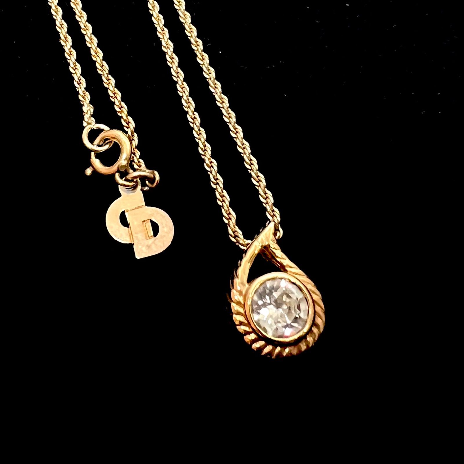 美品☆ Christian Dior クリスチャンディオール ネックレス ドロップ 