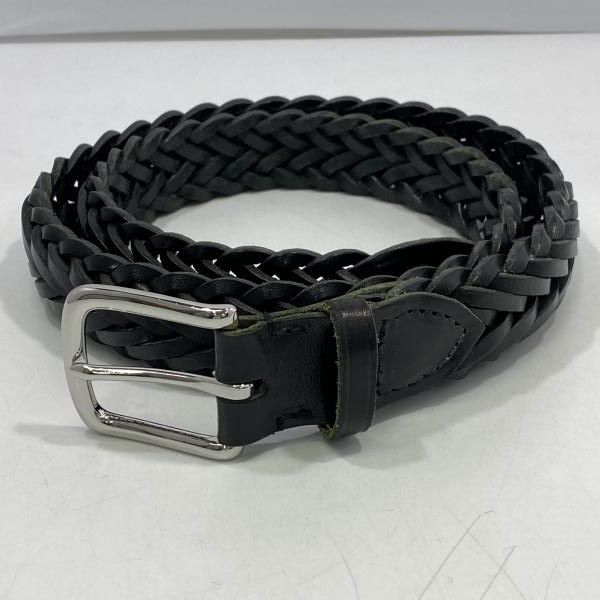 中古】Whitehouse Cox メッシュレザーベルト ブラック 80cm ホワイト