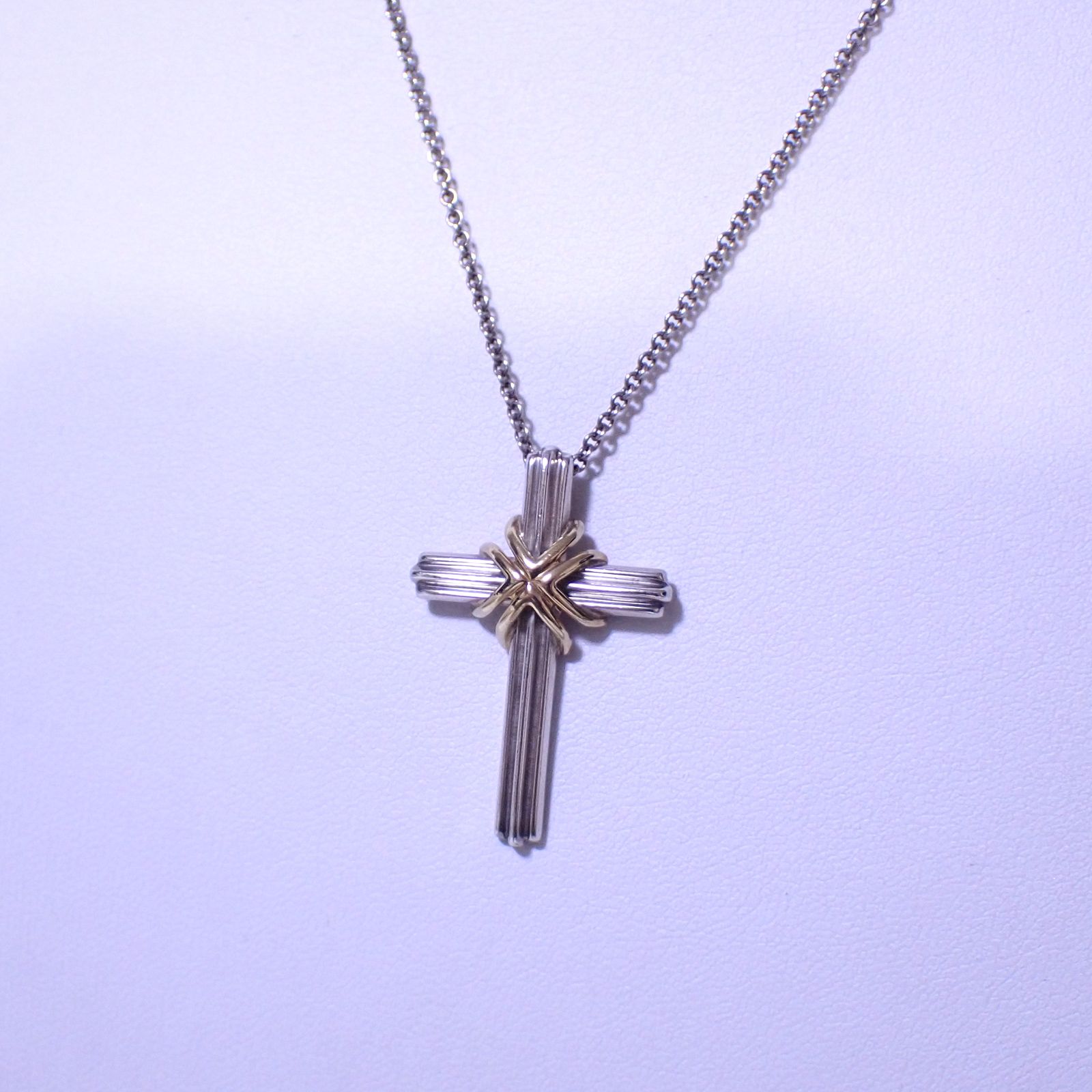 TIFFANY ティファニー シグネチャー クロスネックレス SV925 K18 ティファニー シグネチャー クロス Sv925 K18YG ヴィンテージ