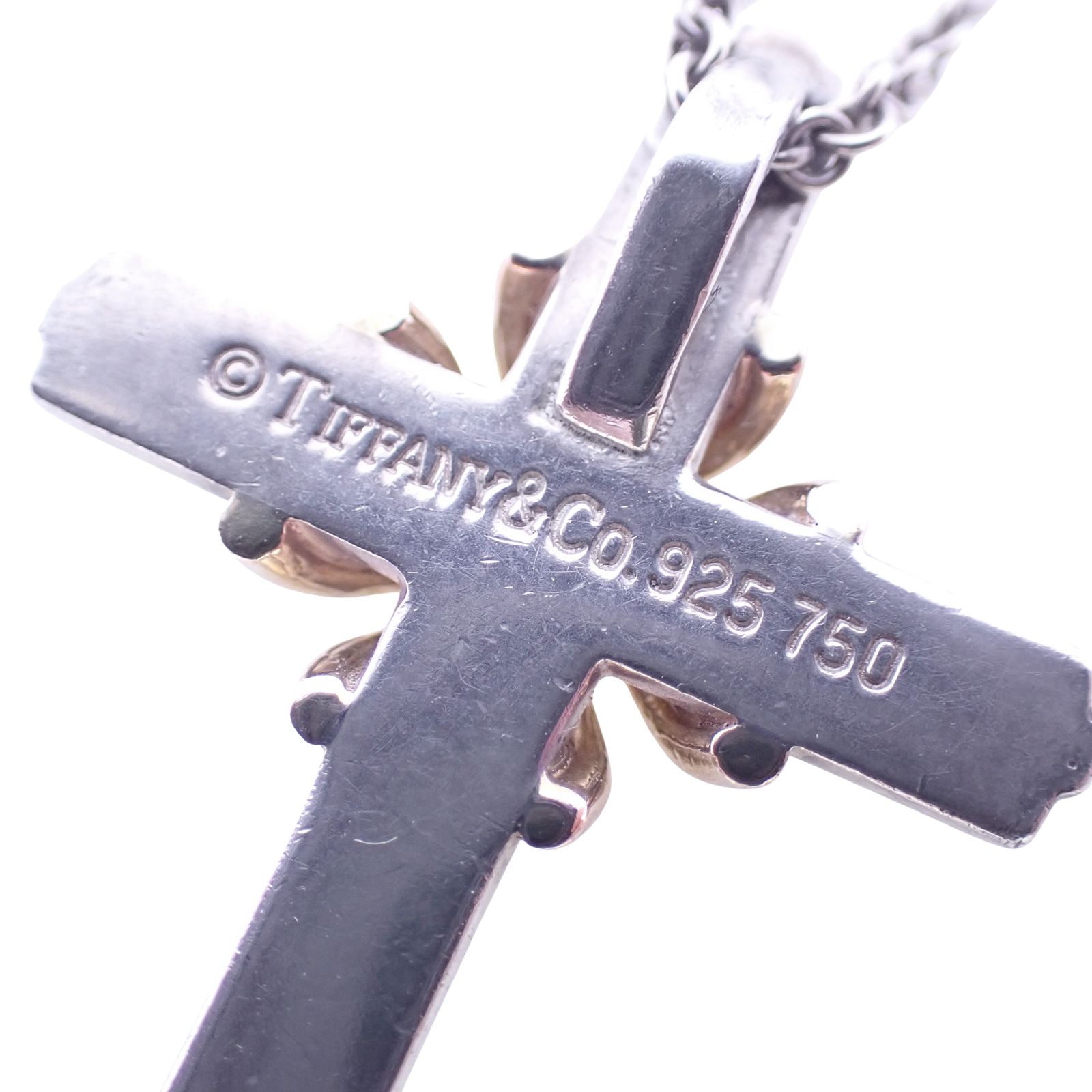 TIFFANY ティファニー シグネチャー クロスネックレス SV925 K18 ティファニー シグネチャー クロス Sv925 K18YG ヴィンテージ