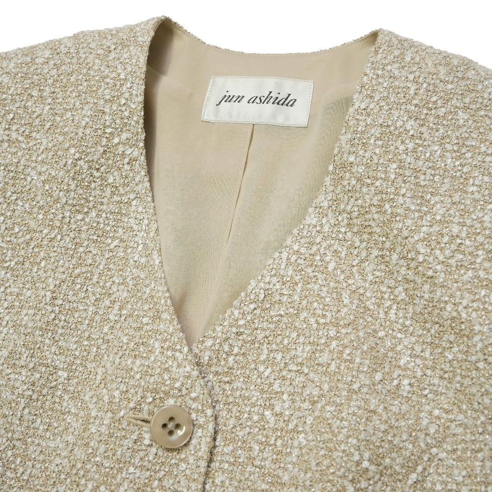 jun ashida ジュン アシダ ノーカラージャケット サイズ11 ツイード