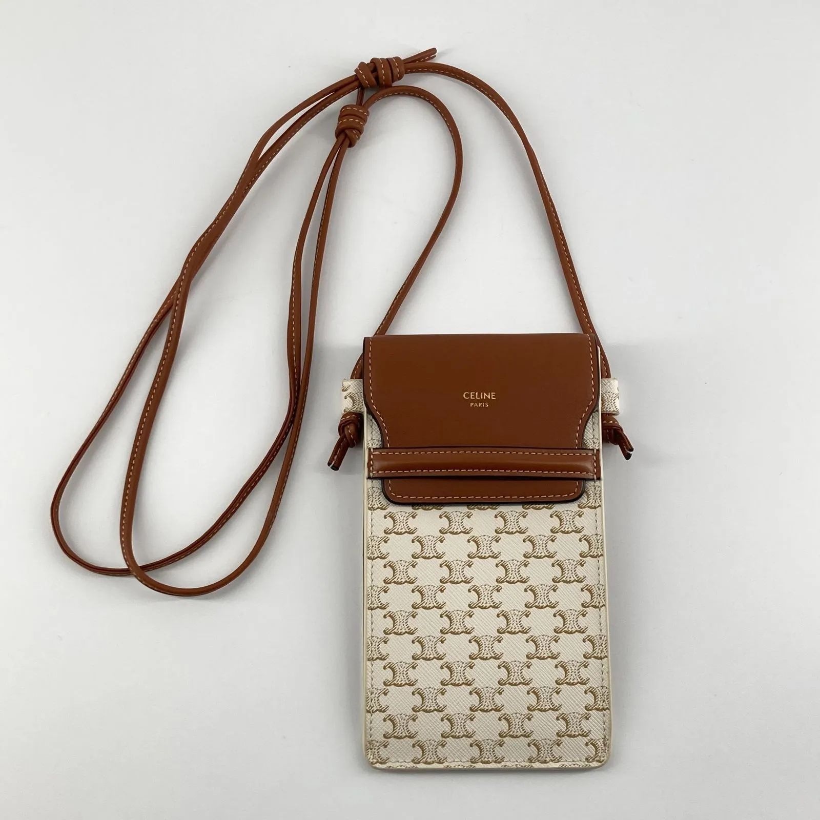 CELINE トリオンフ ブラウン モバイルショルダーバッグ フォンポーチ 