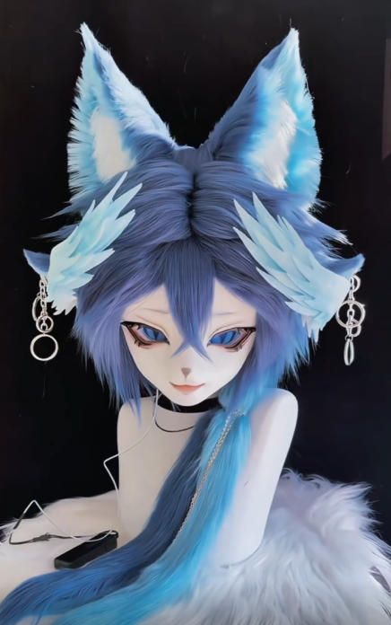 着ぐるみヘッド kigurumi NO 233 キツネ 青 男女兼用 ファースーツ 全頭ヘッド ケモノ マスク ぬいぐるみ コスプレ コスチューム 一点物