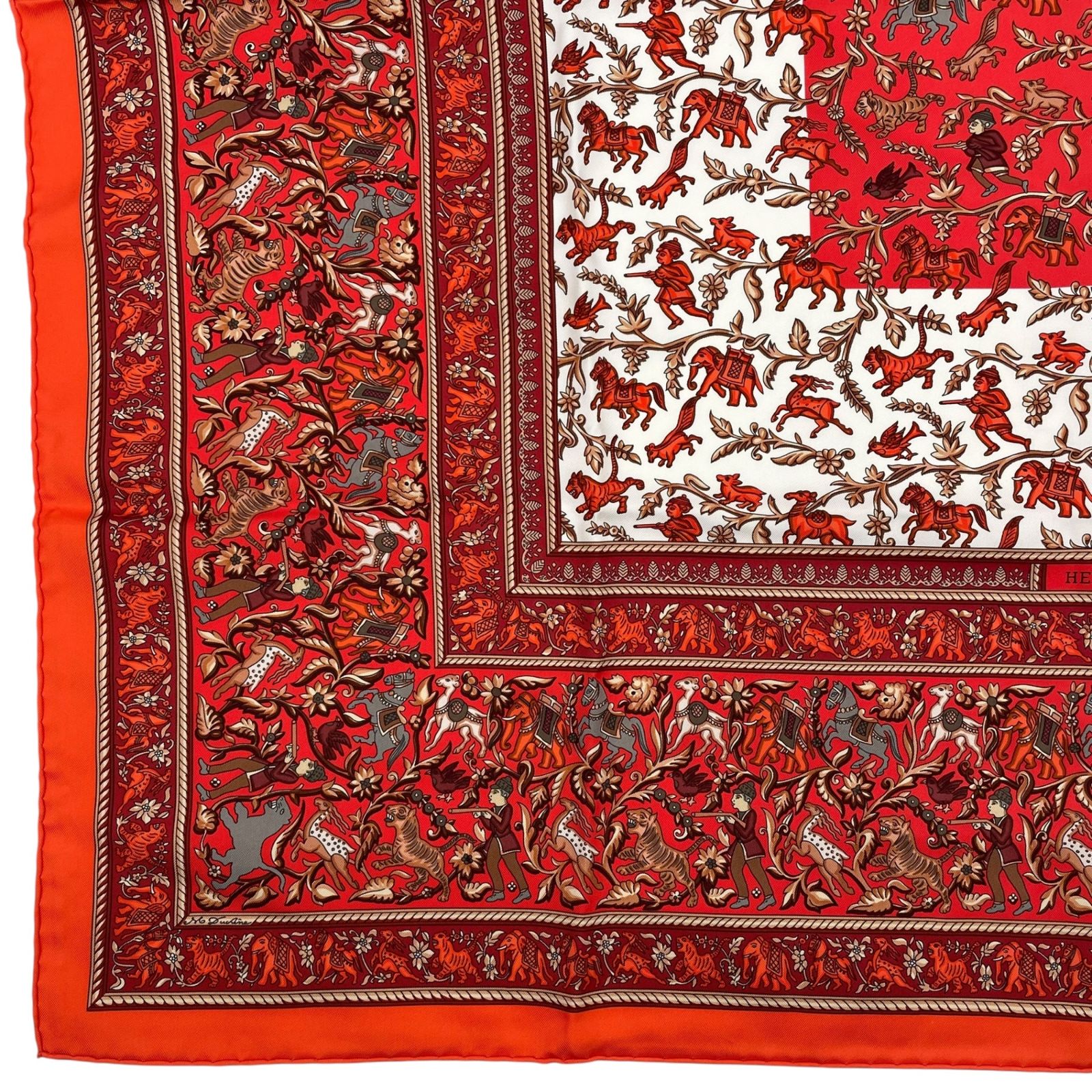 新品同様 HERMES エルメス スカーフ カレ90 シルク100％ CHASSE EN