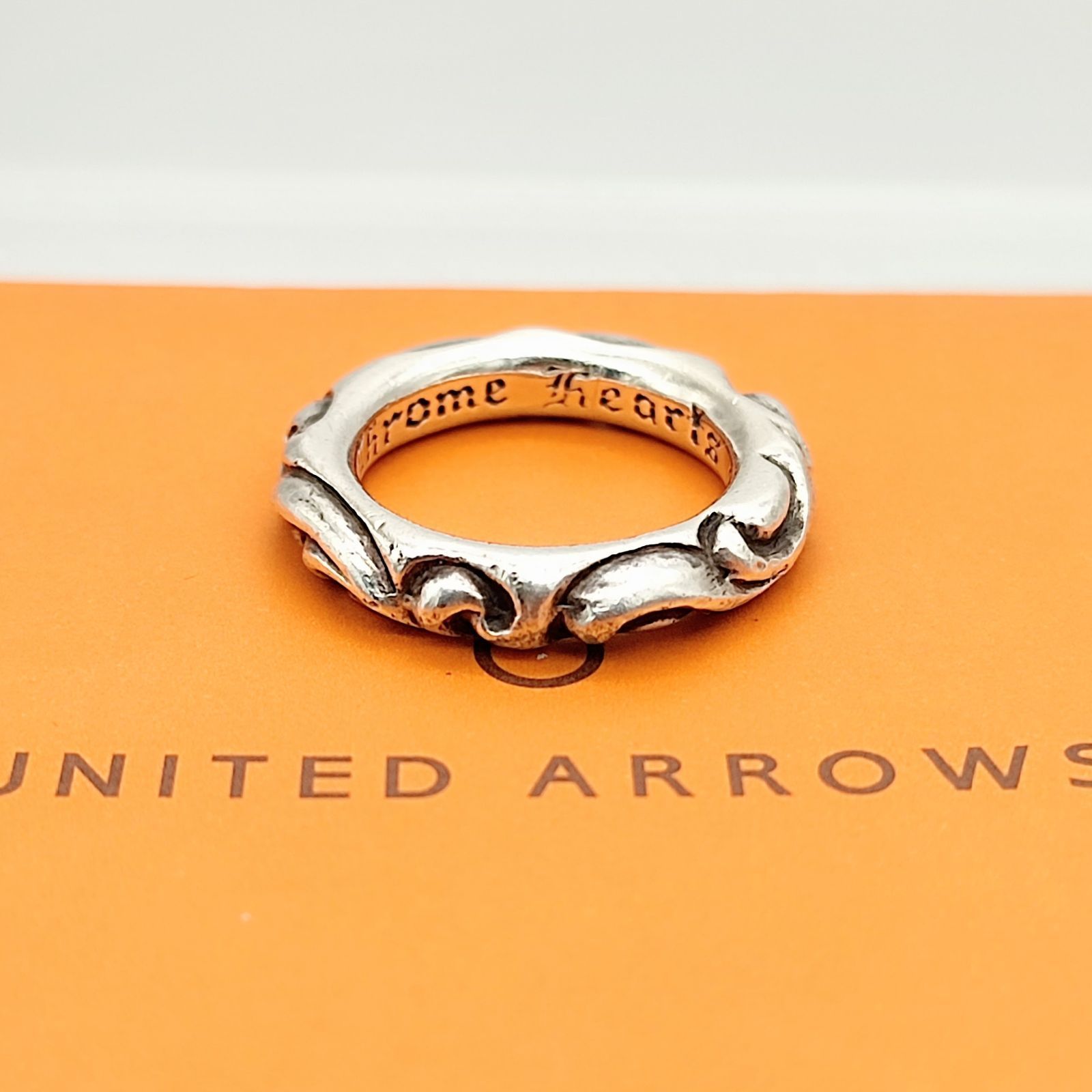 美品/原本】クロムハーツ スクロールバンドリング SCROLL BAND SILVER