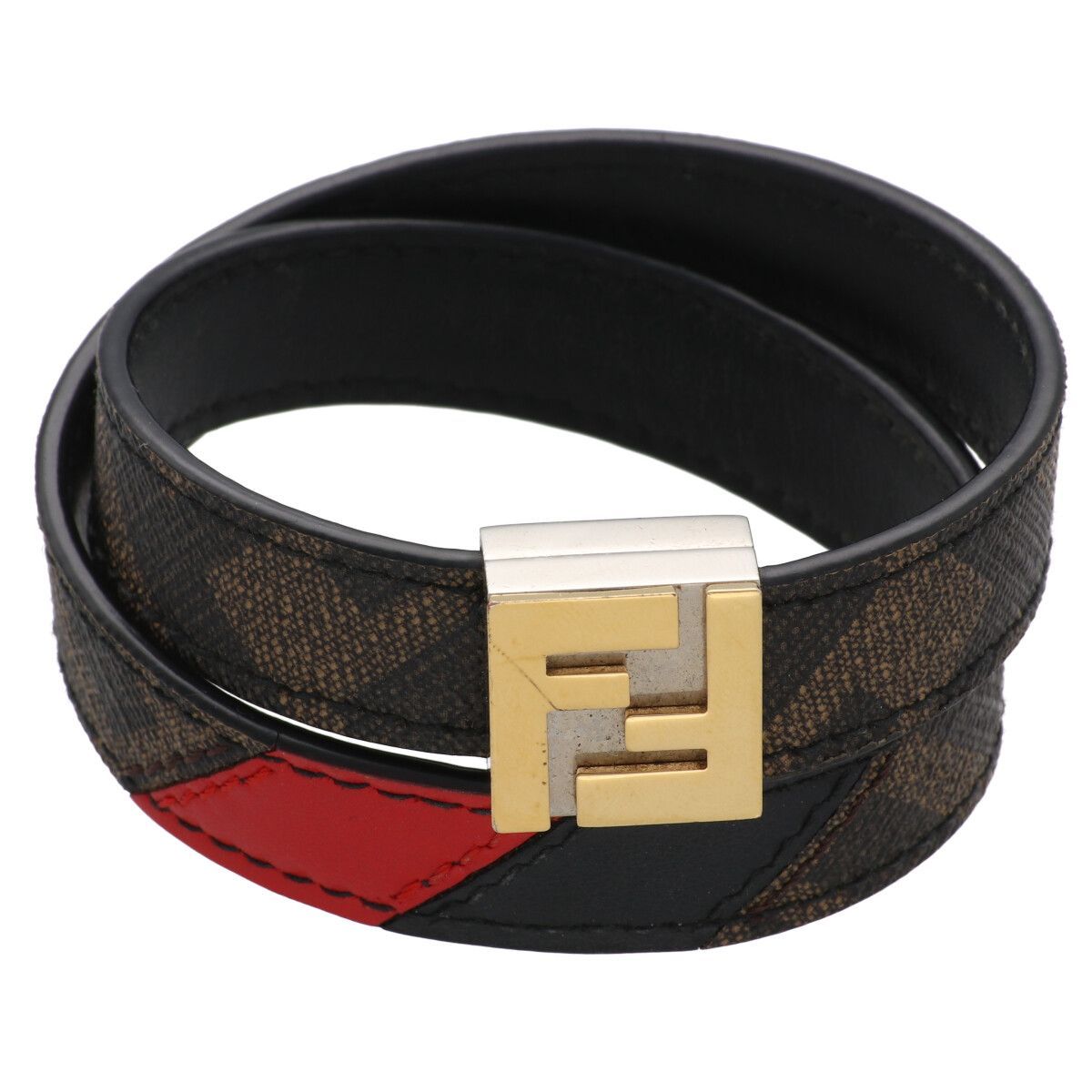 美品　未使用　フェンディ　Fendi ロゴ　ブレスレット 中古】 Fendi フェンディ ブレスレット ズッカ レザーブレスレット 腕