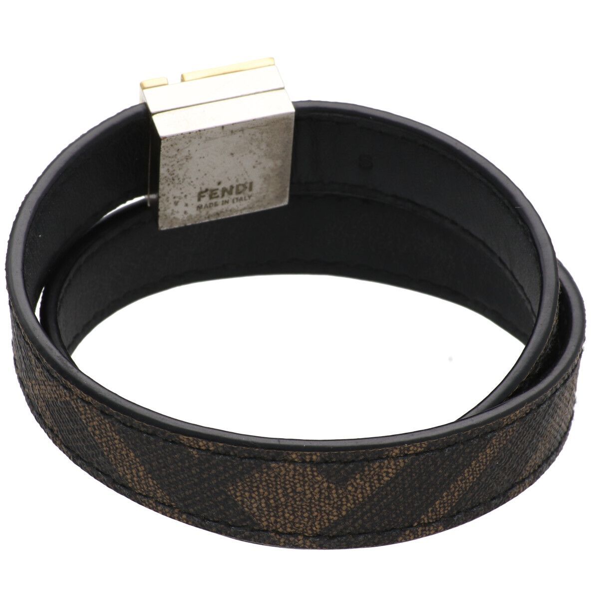 中古】 Fendi フェンディ ブレスレット ズッカ レザーブレスレット 腕