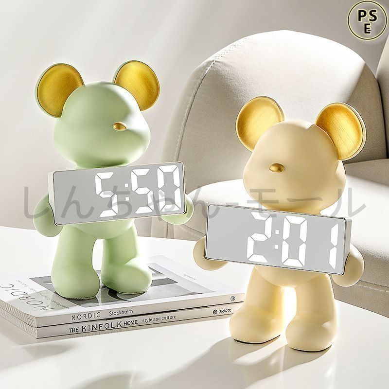 置時計 デジタル時計 置物 かわいい 時計を持ったクマ 動物 おしゃれ