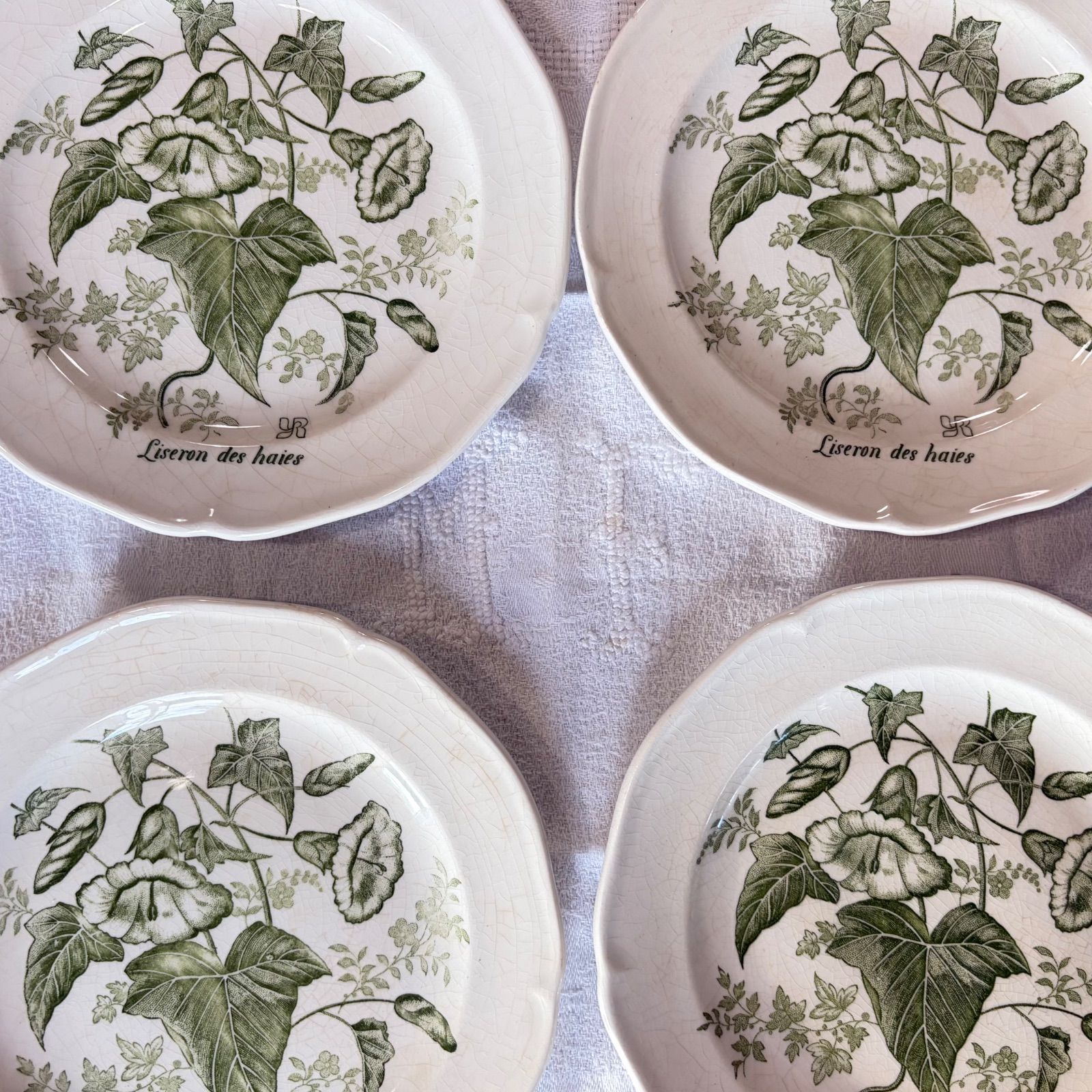 4枚セット）フランスアンティーク GIEN ジアンのボタニカルデザート