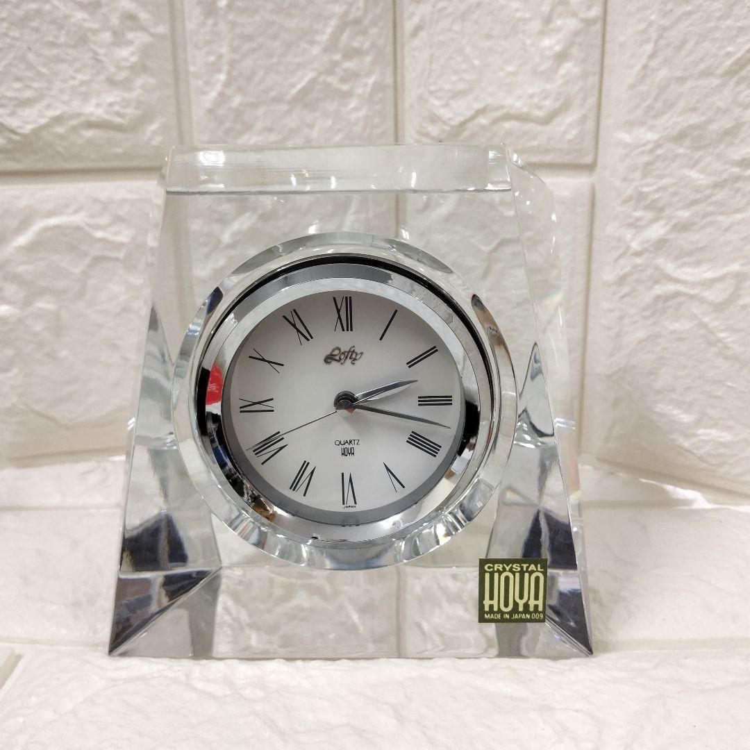 HOYA クリスタル電池時計 水晶時計 保谷クリスタル 置時計 HOYA