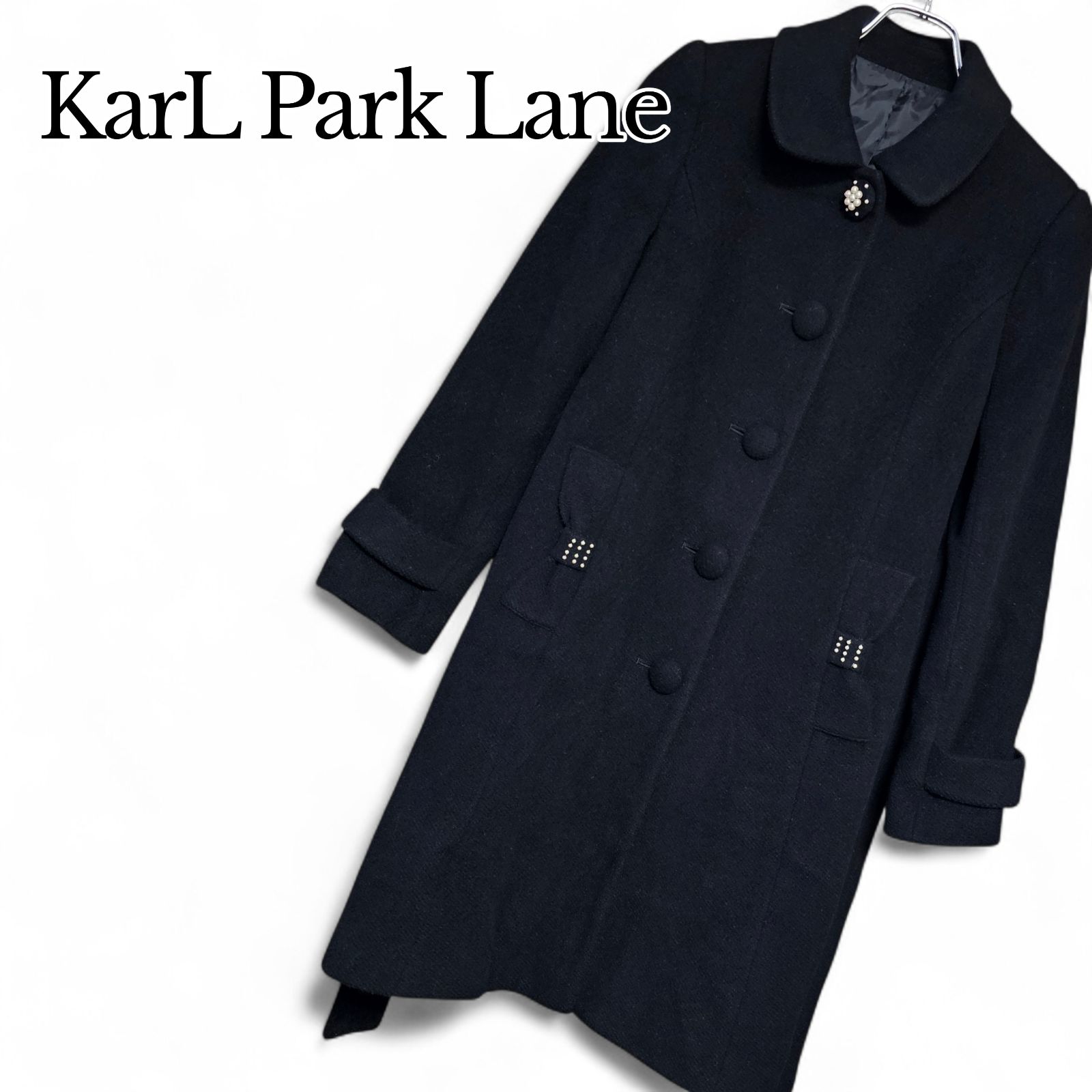 KarL Park Lane カールパークレーン ブラック ロングコート アンゴラ混 