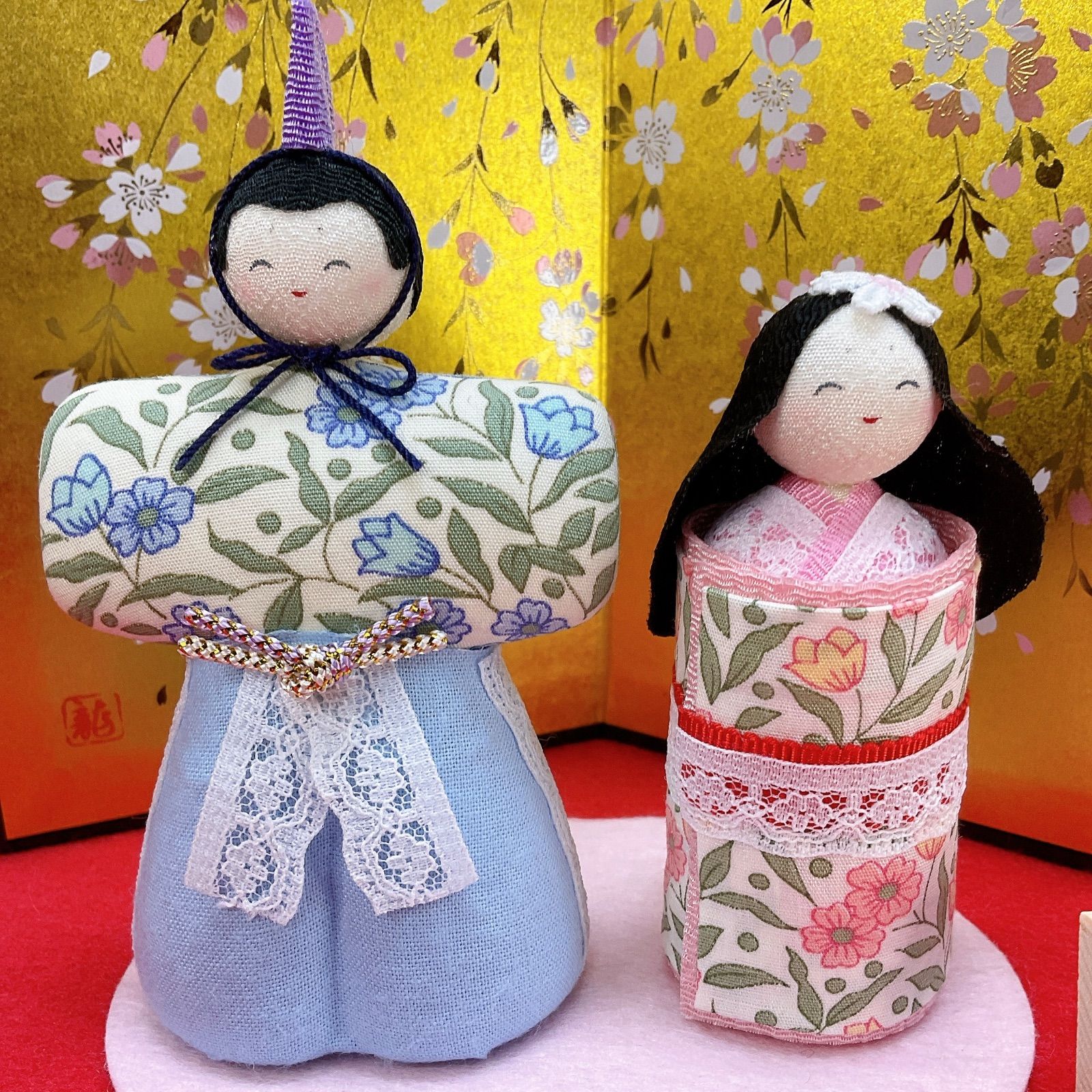 雛飾り【koti 花立ちひな】ちりめん細工 桃の節句 ひな祭り 3月雛人形