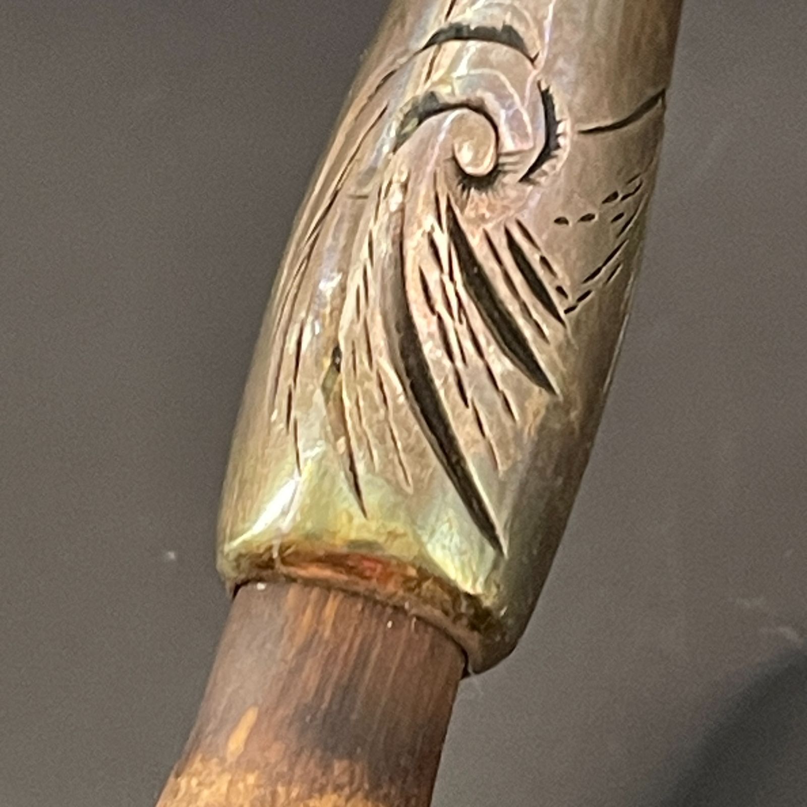 時代煙管 銘：光廣(推定) 石黒系金工 高肉彫 虎に竹 富士に波 彫金