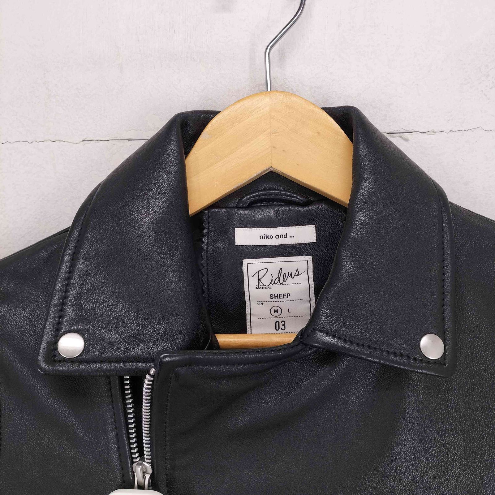 ニコアンド niko and sheep leather ラムレザーダブルジップダブル