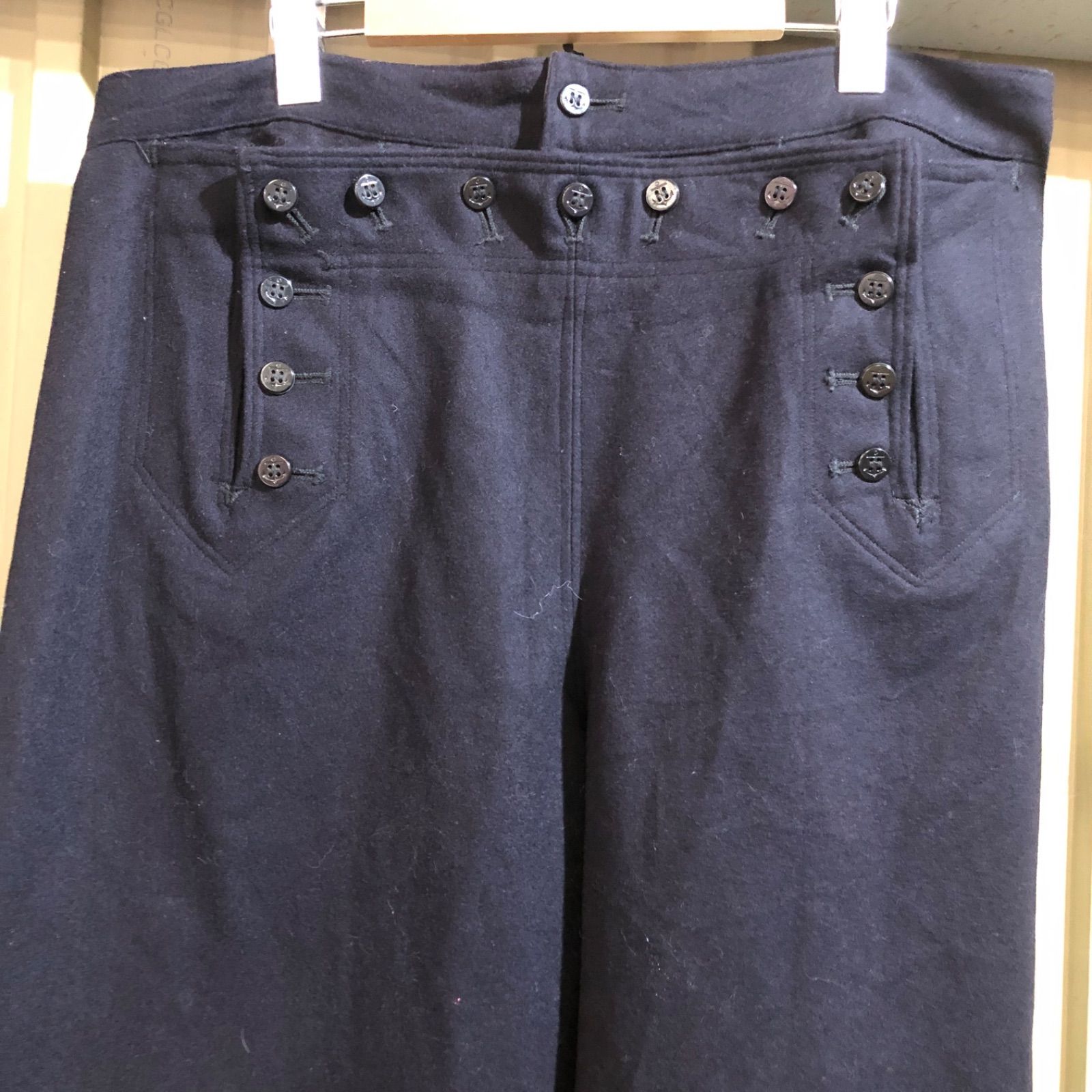 希少 50s 60s vintage ユーロ製 ネイビー ウール ワイドパンツ 50〜60s ヴィンテージ ユーロ ウールパンツ ワイドスラックス ドレス