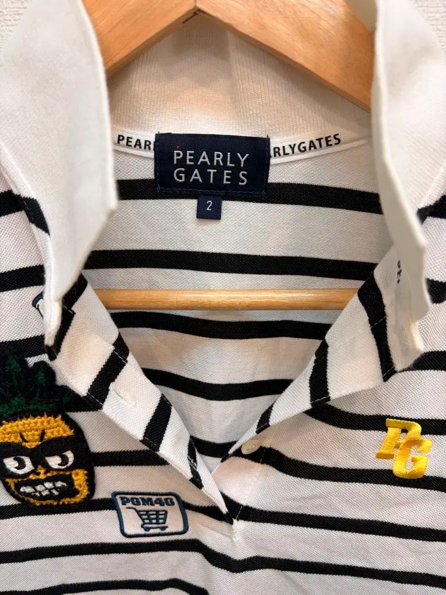 パーリーゲイツ ボーダー柄半袖Tシャツ レディース サイズ2
