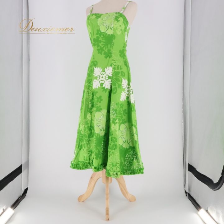 フラダンス 衣装 ワンピース ドレス パンドール グリーン系 Paondor