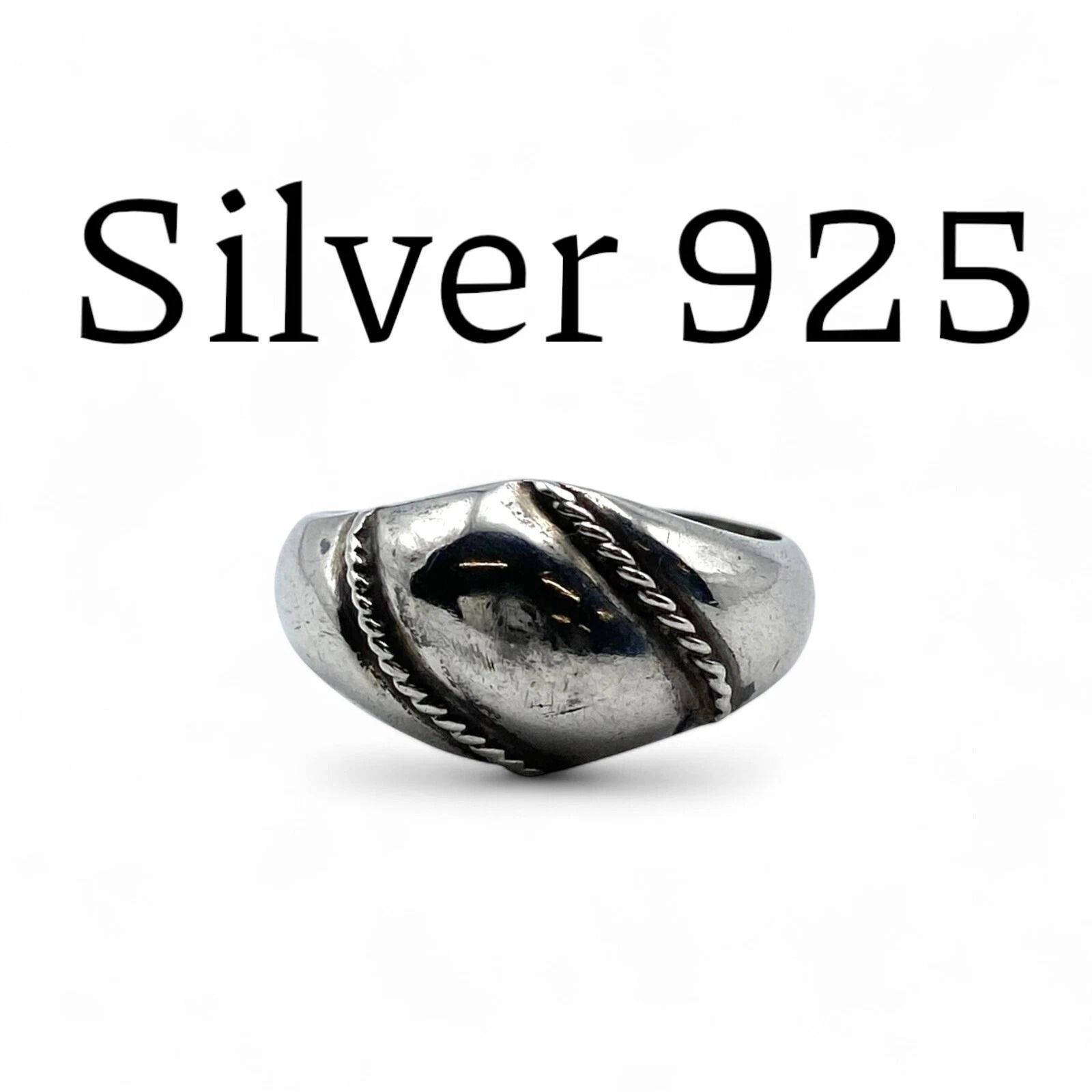 静かな装飾美】フレンチロープ Silver 925 刻印 90s Vintage Ring 
