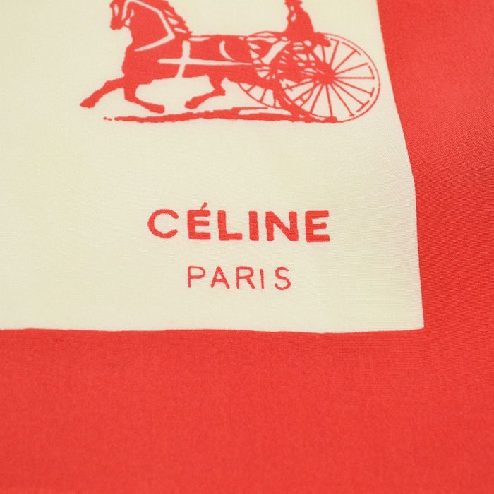CELINE セリーヌ スカーフ シルク100％ ストール 馬車 馬柄 レディース