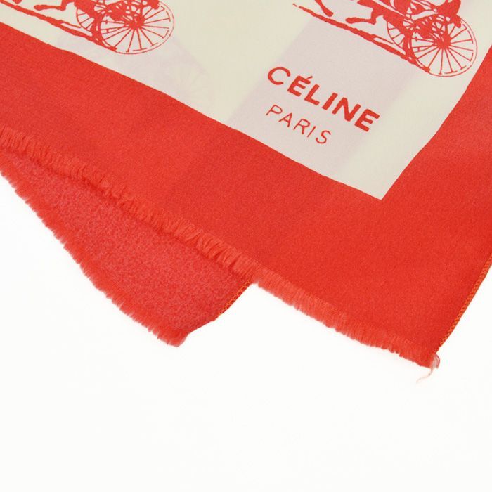CELINE セリーヌ スカーフ シルク100％ ストール 馬車 馬柄 レディース