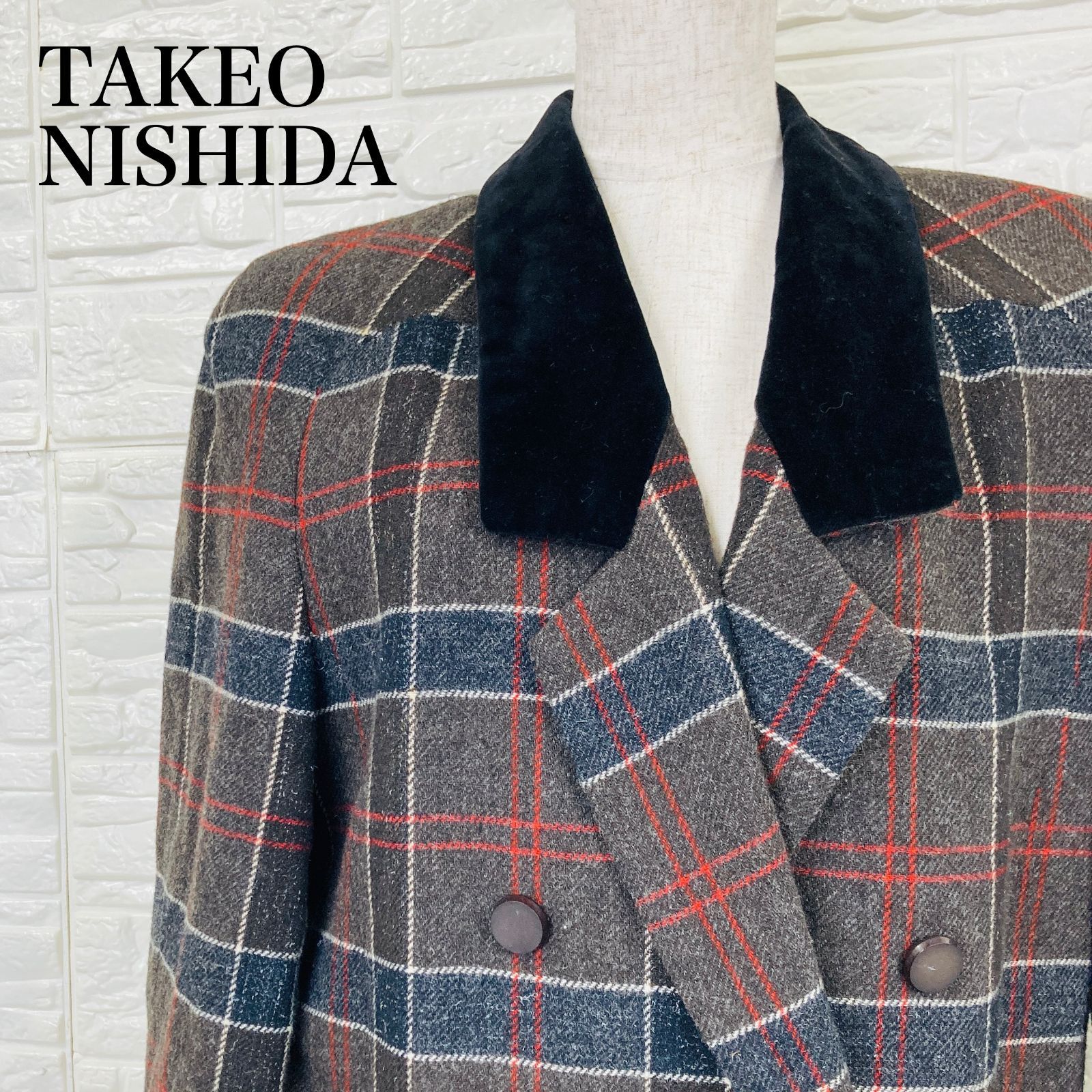 TAKEO NISHIDA タケオ ニシダ ジャケット ダブルブレストチェック柄 