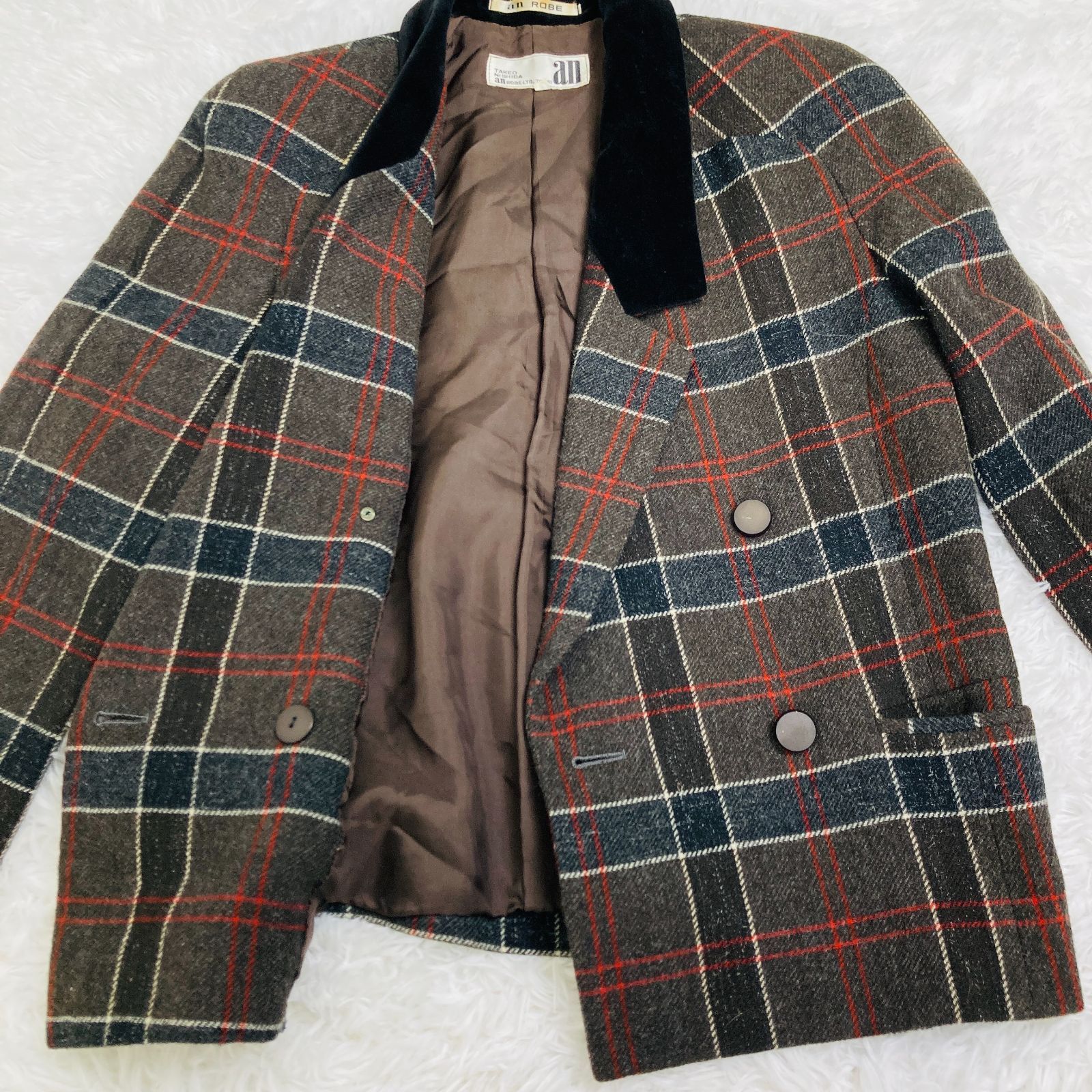 TAKEO NISHIDA タケオ ニシダ ジャケット ダブルブレストチェック柄 