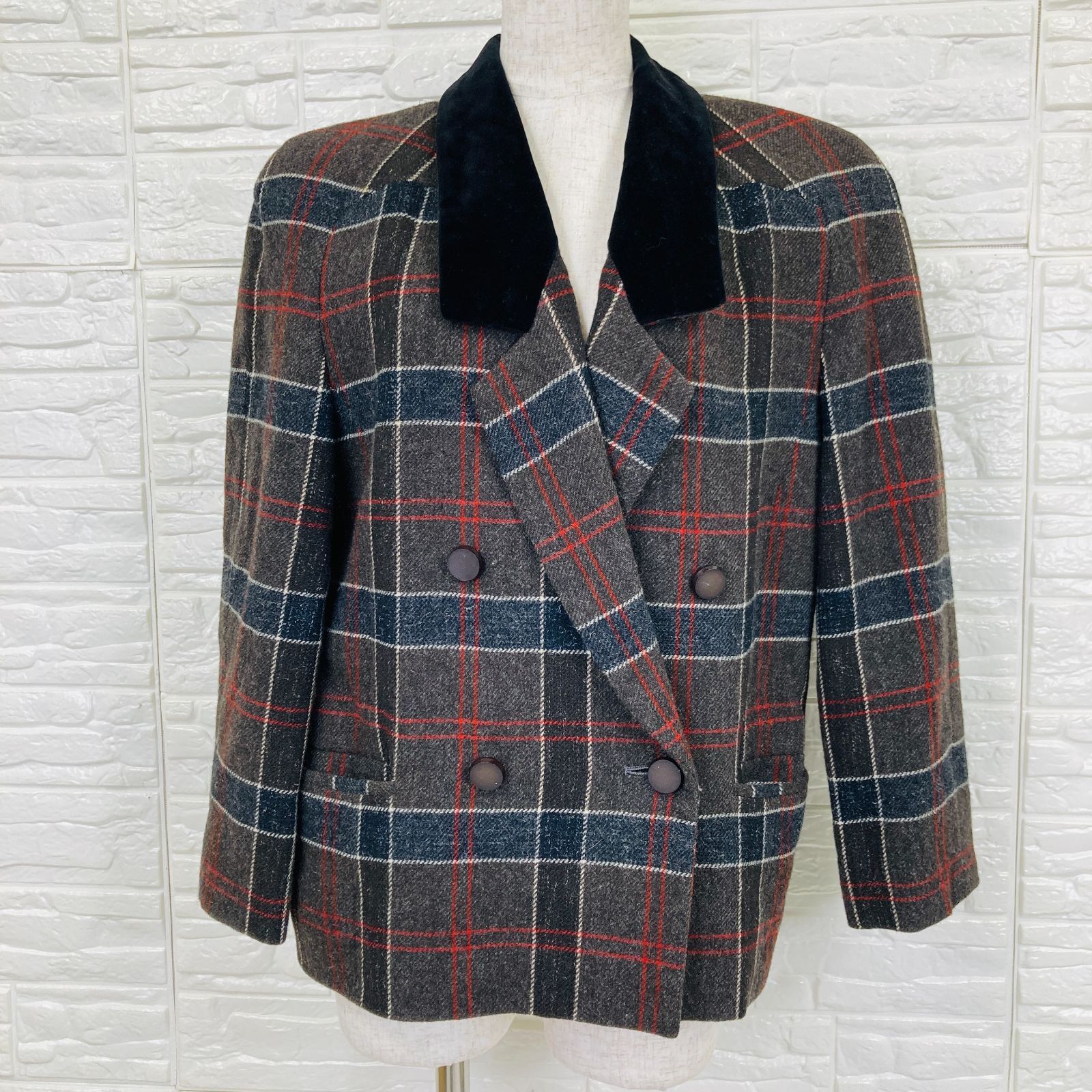 TAKEO NISHIDA タケオ ニシダ ジャケット ダブルブレストチェック柄 