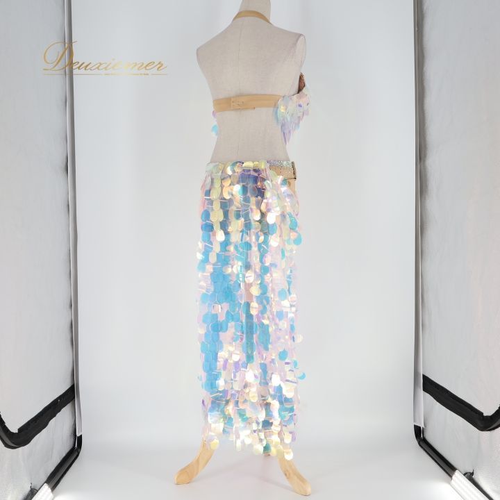 ベリーダンス オリエンタル 衣装 上下セット ブルー系 ポリーナ POLINA