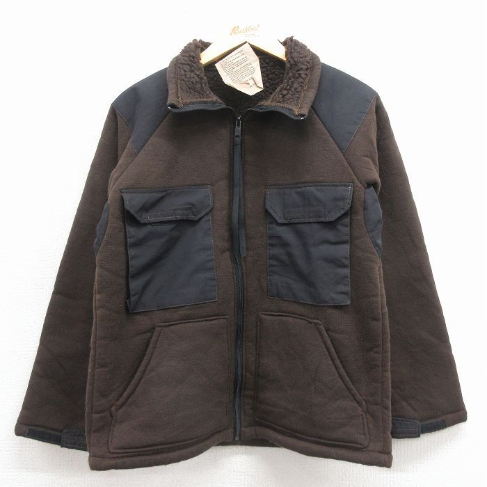 S/古着 長袖 ミリタリー ベア パイル フリース ジャケット メンズ 90年代 90s USA製 こげ茶 25nov12 S/古着 長袖 ミリタリー ベア パイル フリース ジャケット メンズ 90