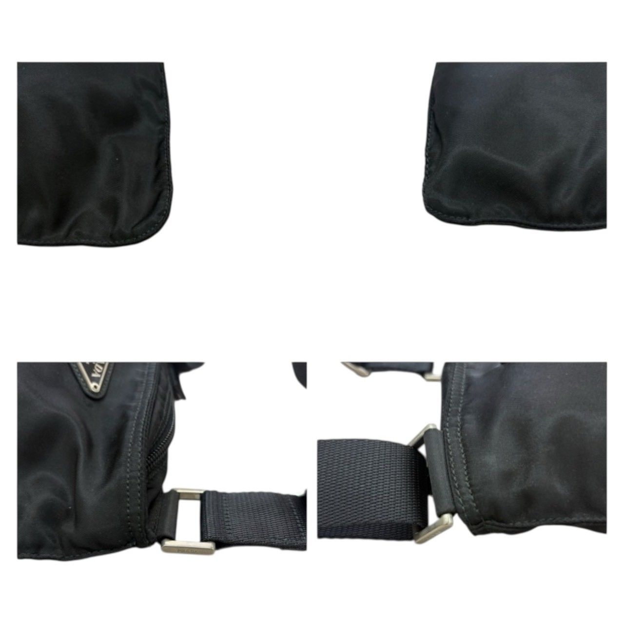 PRADA プラダ テスート 三角ロゴプレート ブラック シルバー金具