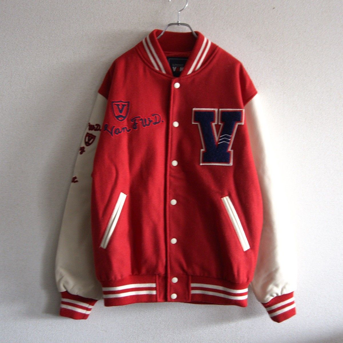 美品】VAN JAC【袖レザー スタジャン】LL ヴァン ワッペン スタジアム