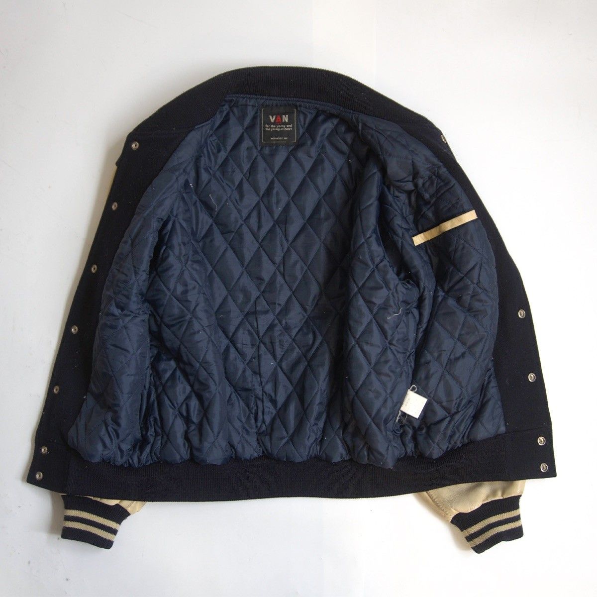 雰囲気抜群】 VAN JAC 【袖レザー スタジャン】L ヴァン ワッペン